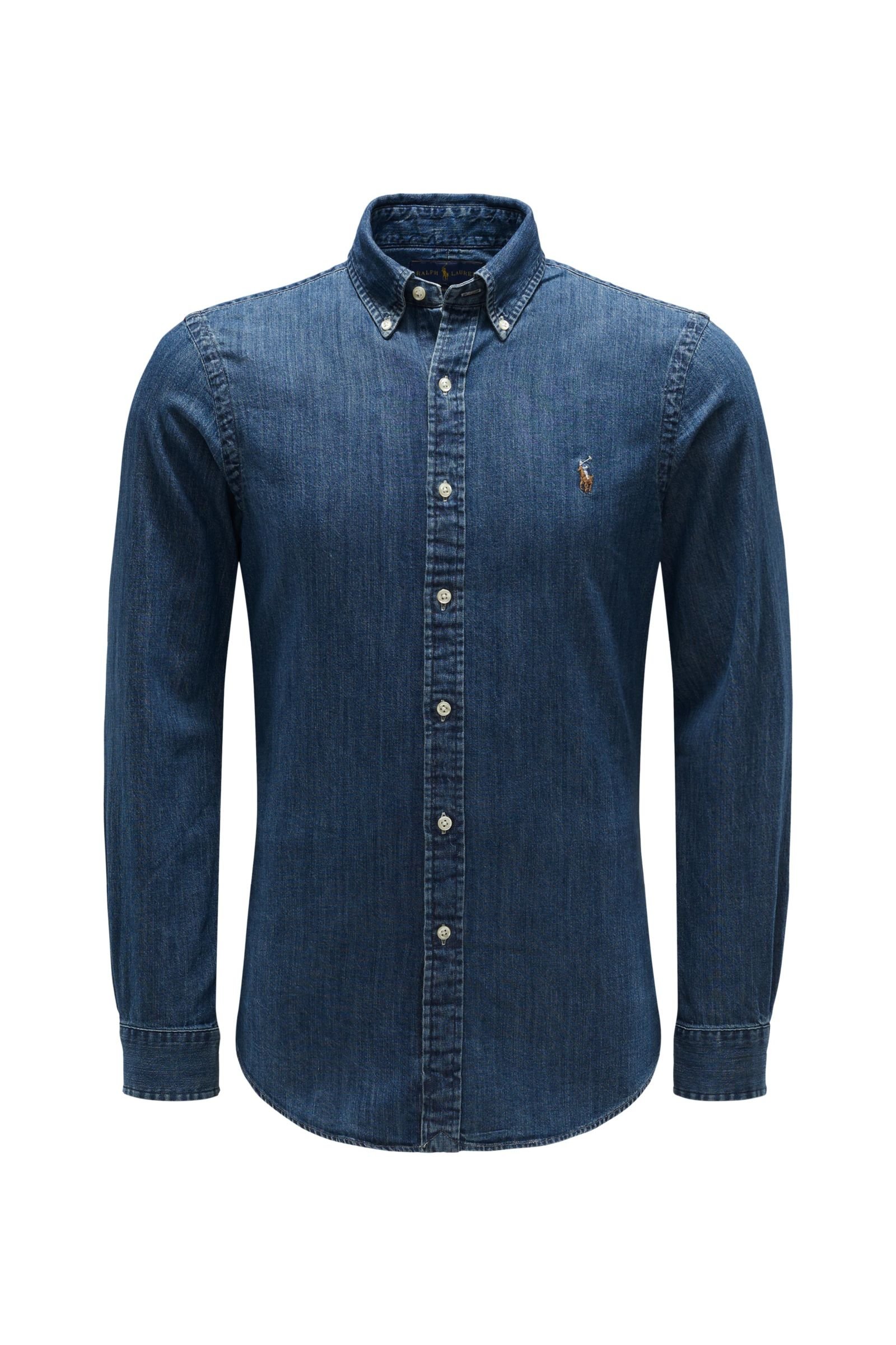 Denim shirt button-down collar grey-blue