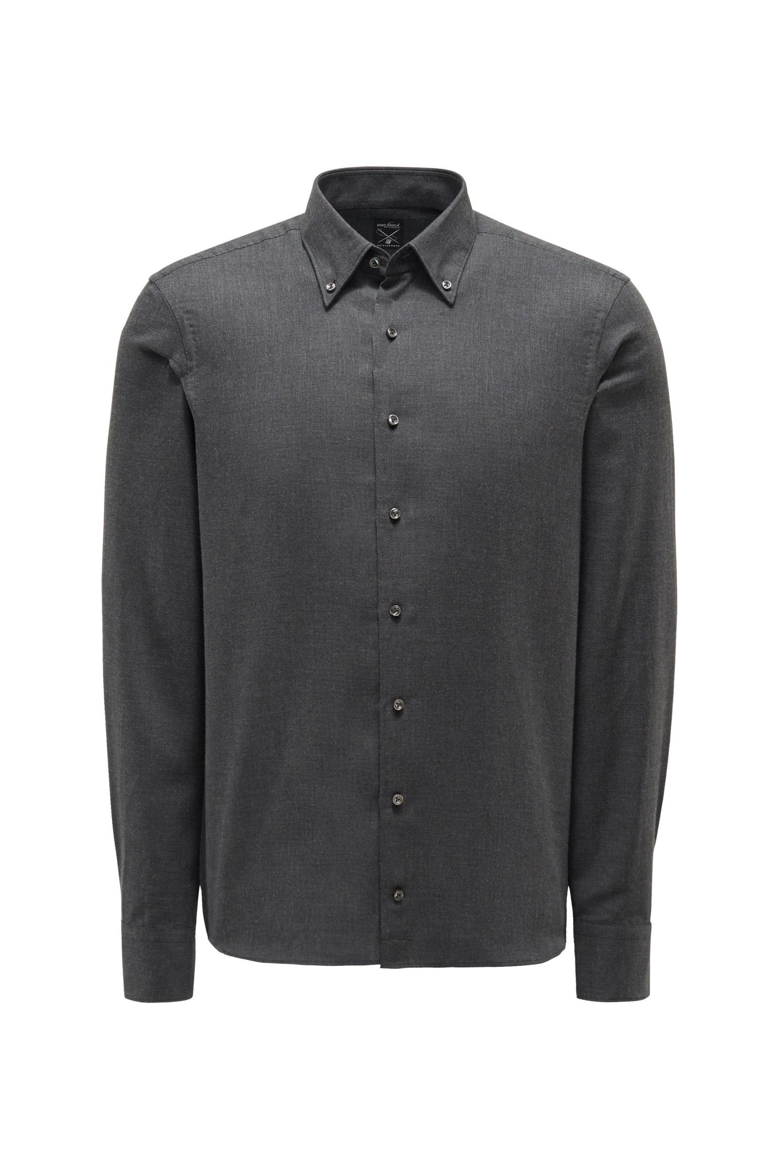 Casual shirt 'Malin' button-down collar dark grey