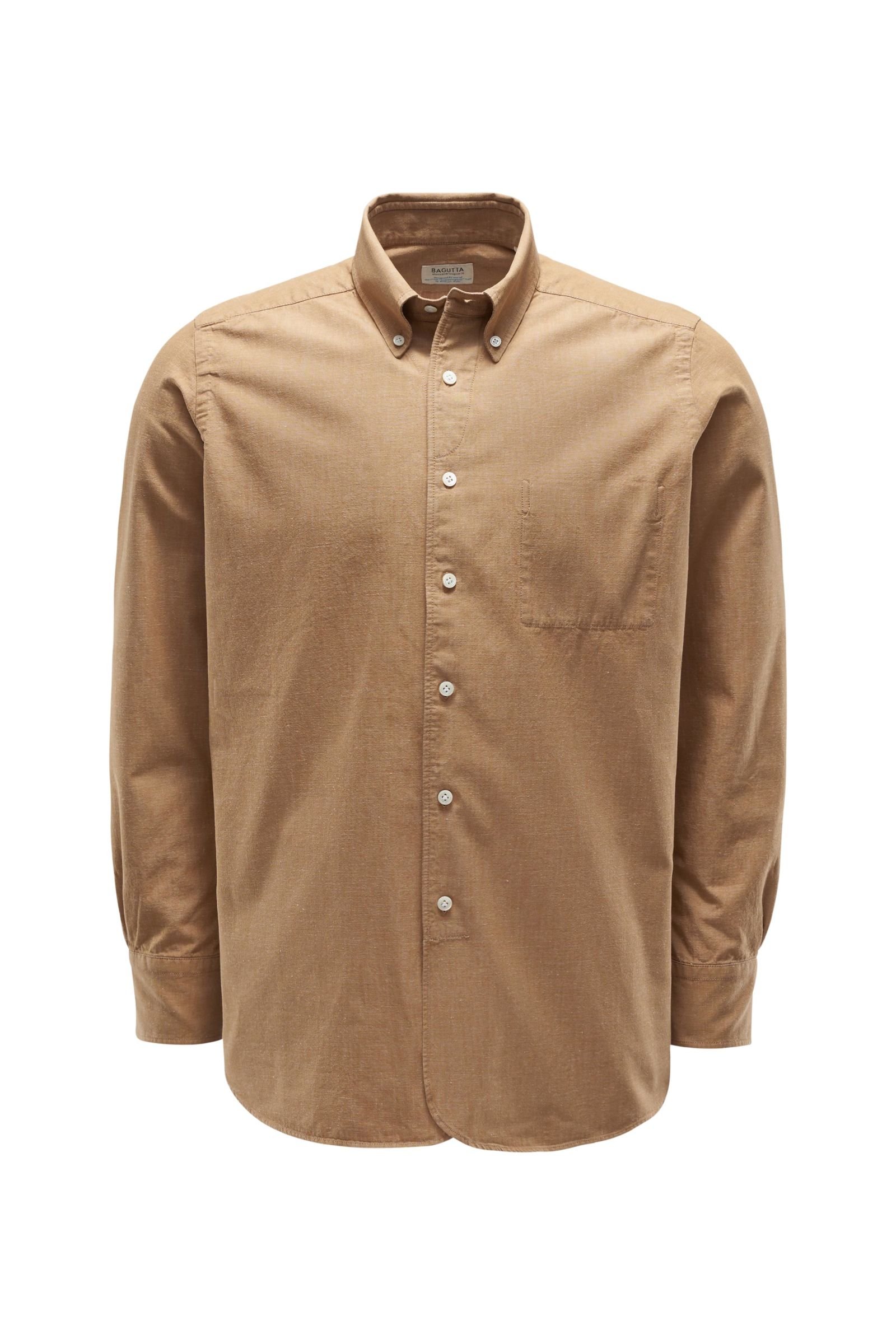 Casual shirt 'Costes' button-down collar light brown
