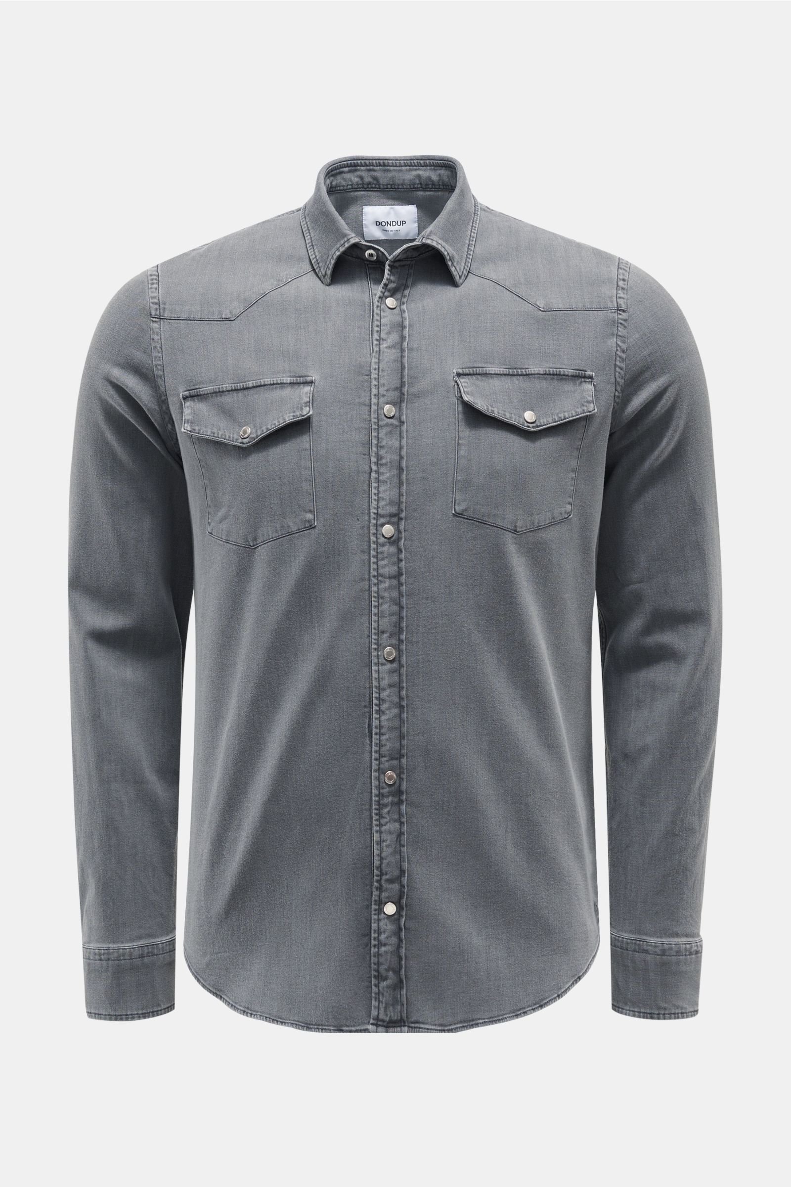 Denim shirt with slim collar grey