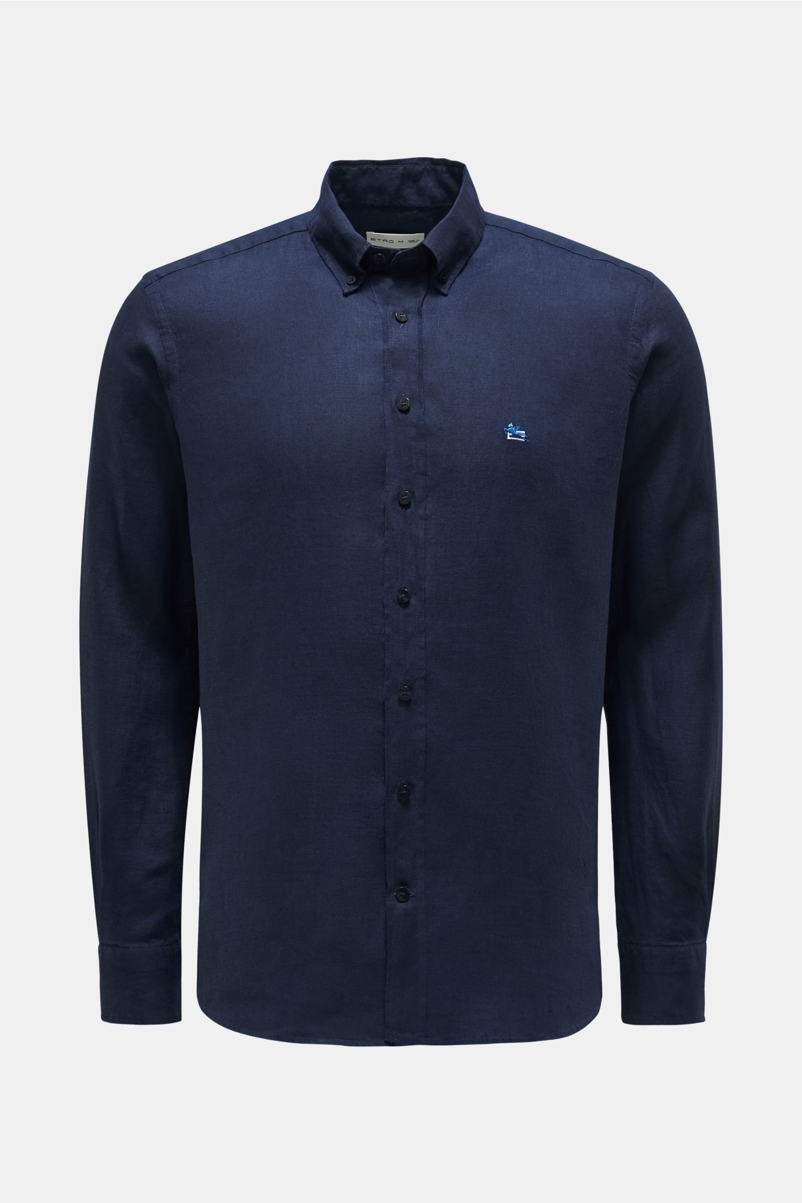 Linen shirt button-down collar navy