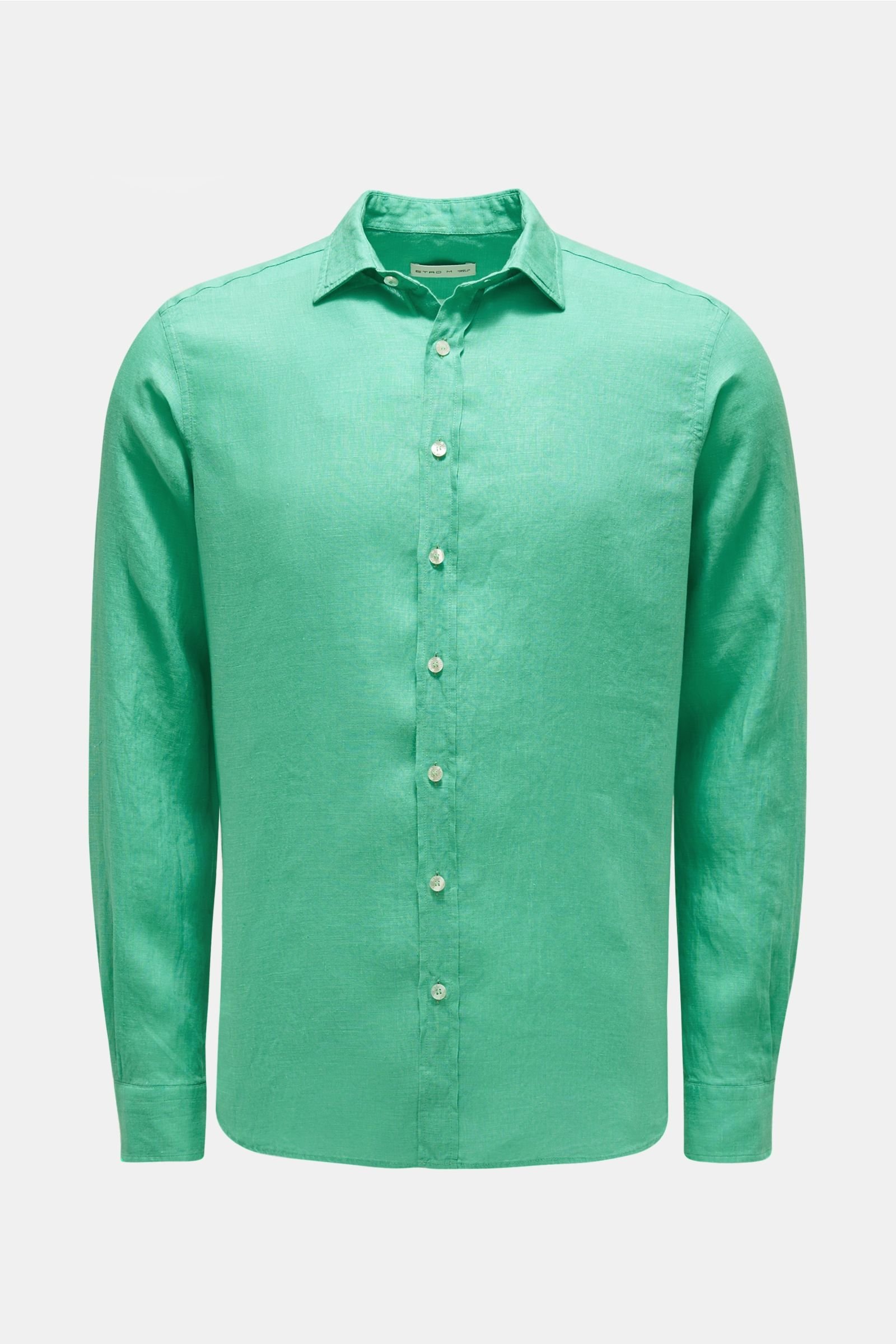 Linen shirt narrow collar mint green