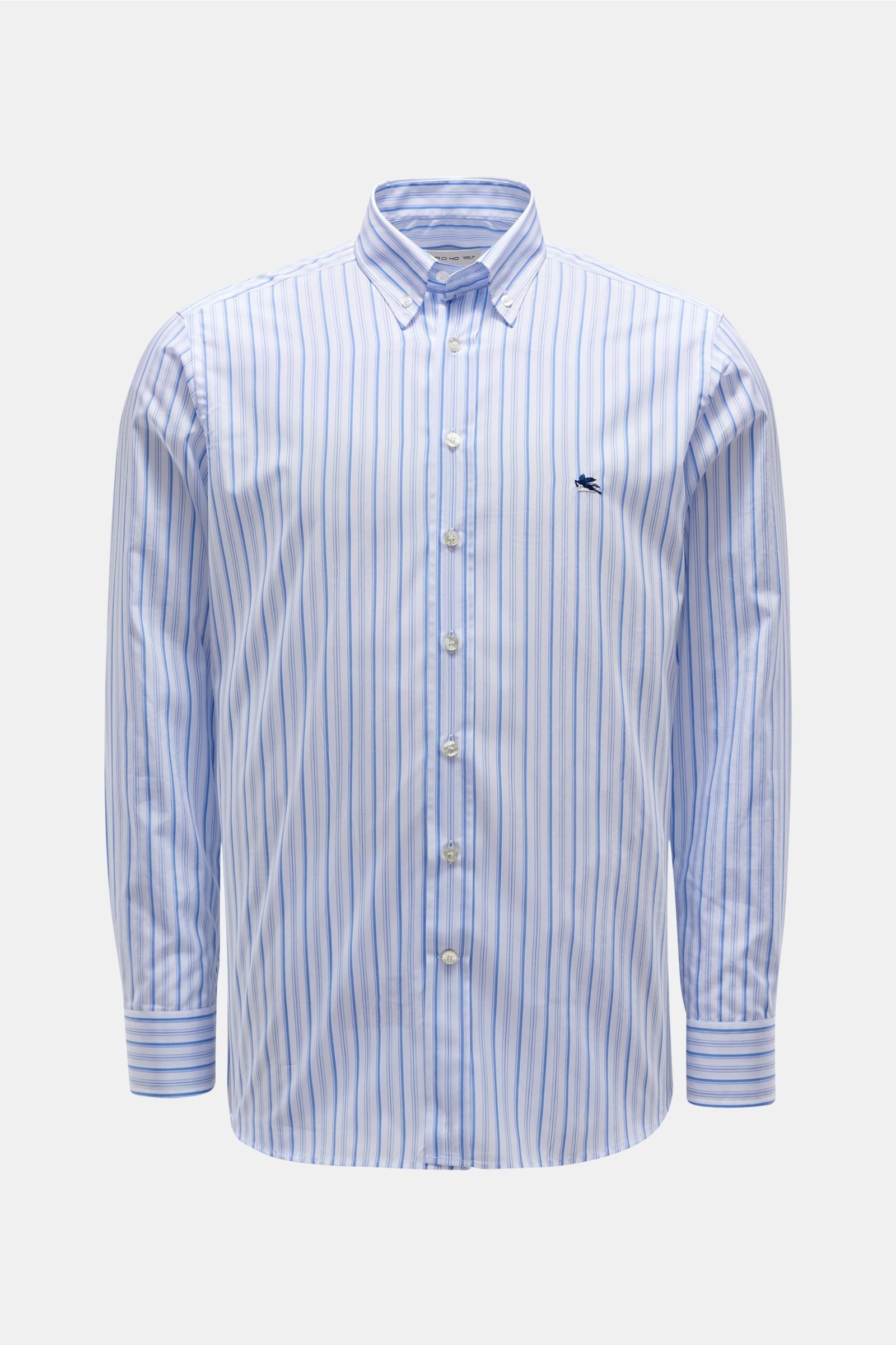 Casual shirt button-down collar smoky blue/white striped