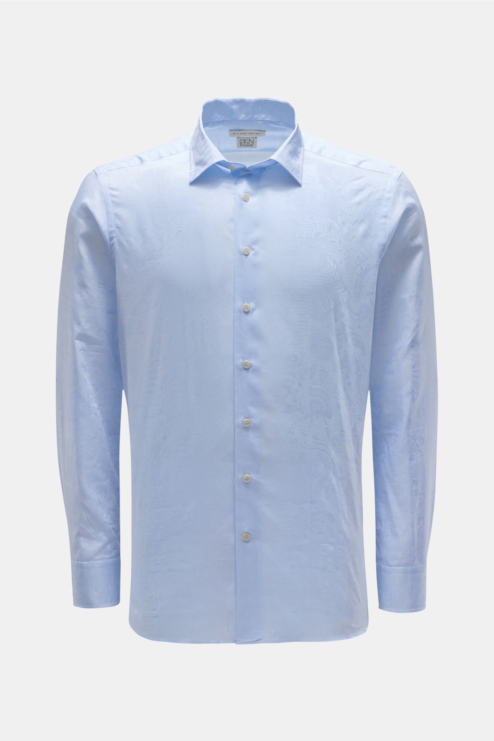 Jacquard shirt slim collar pastel blue patterned