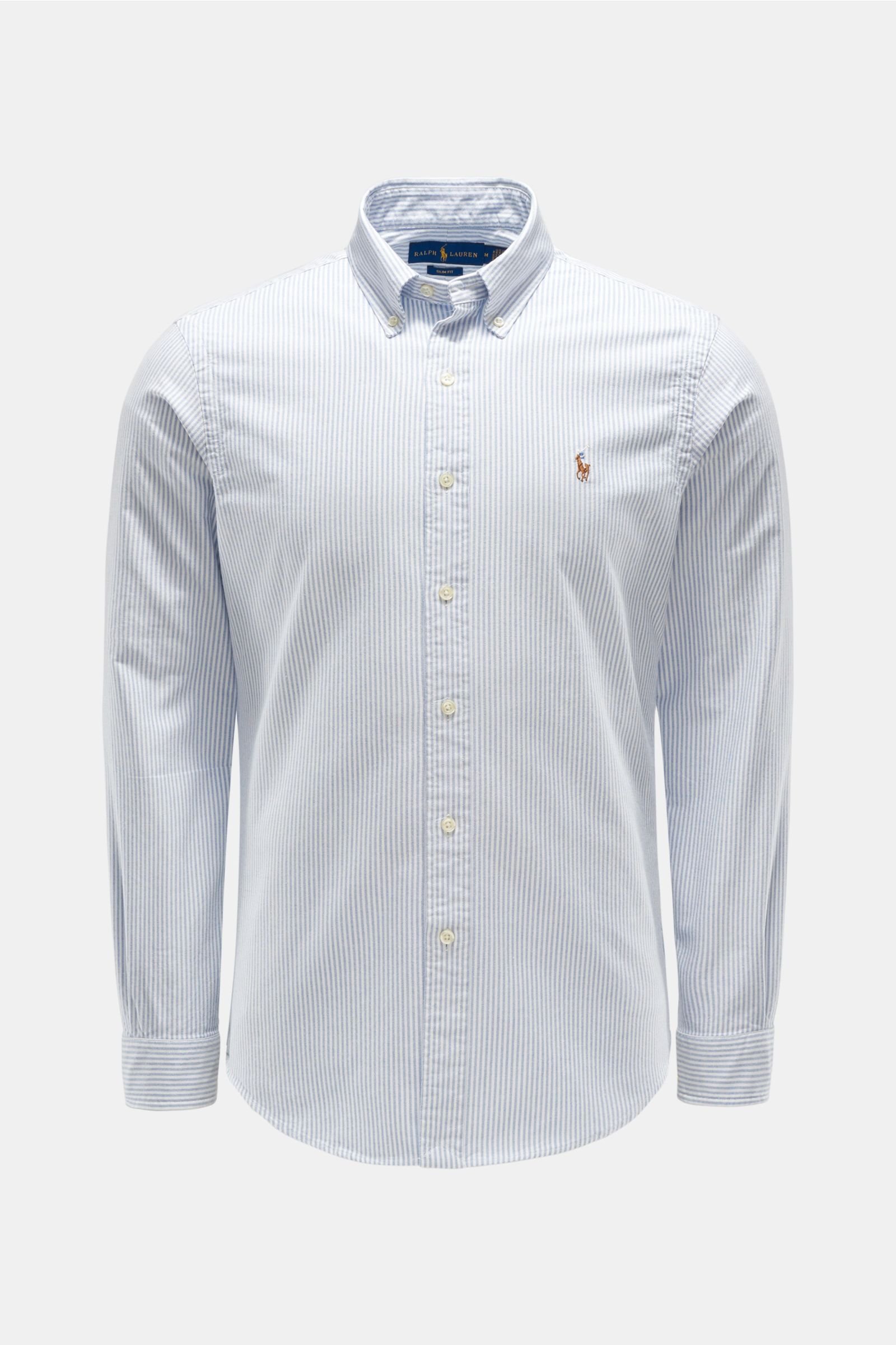 Oxfordhemd Button-Down-Kragen hellblau/weiß gestreift