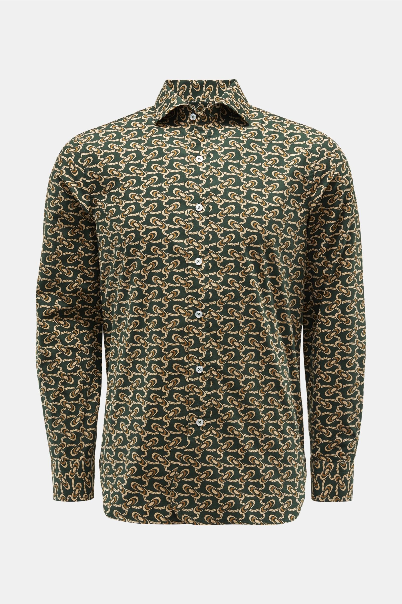 Casual shirt 'Aanacapri' shark collar dark green patterned
