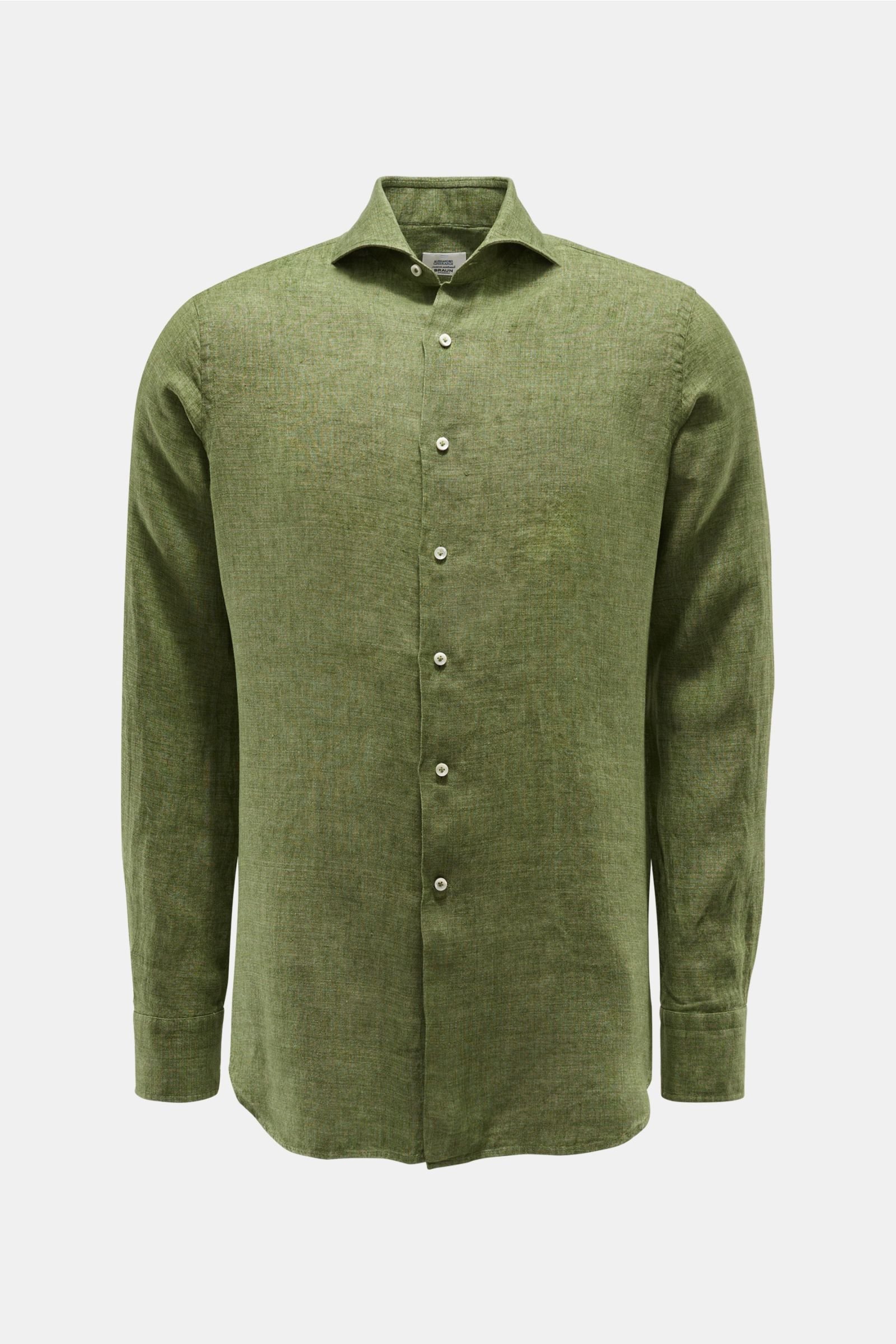 Linen shirt shark collar green