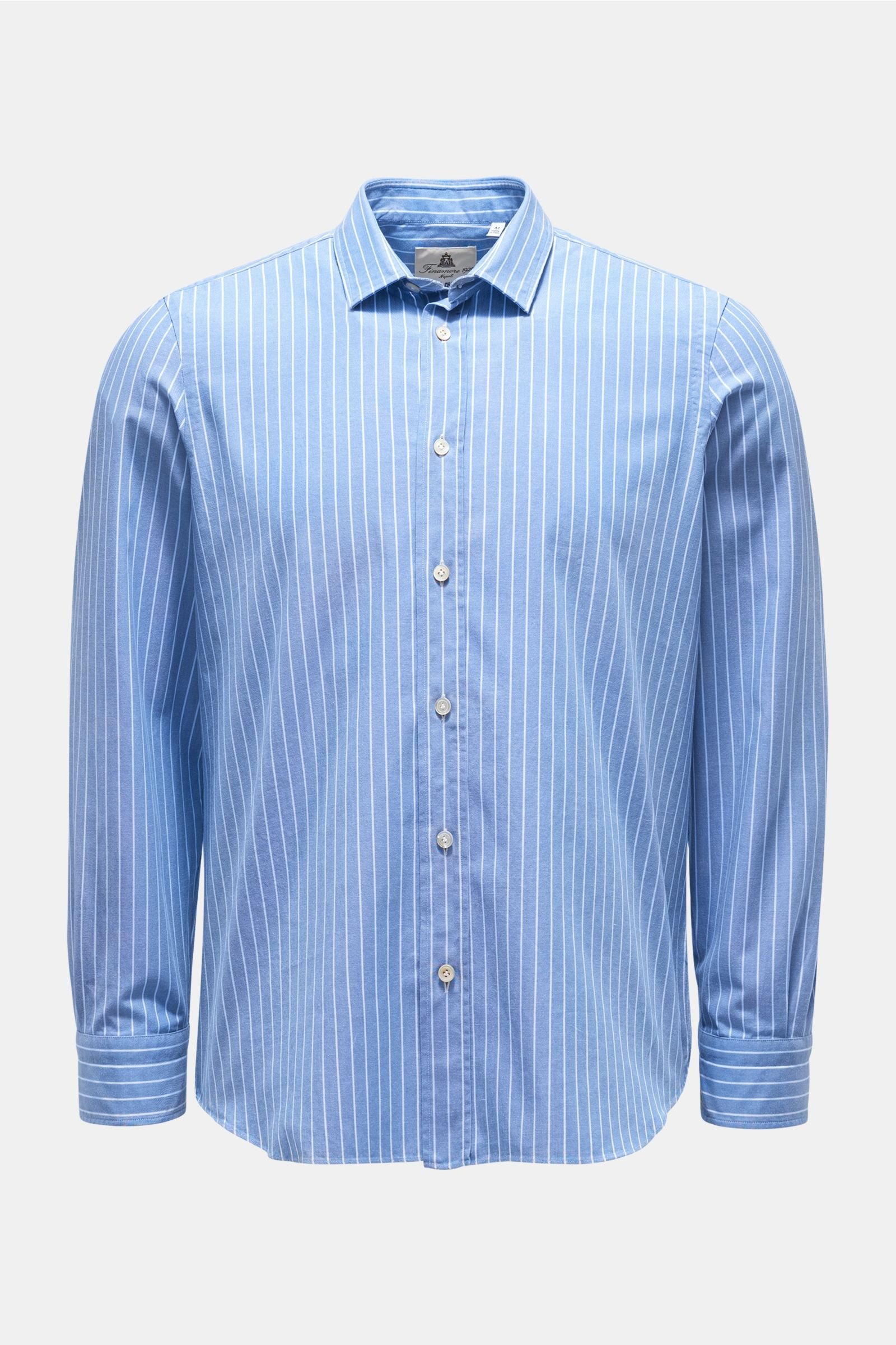 Chambray shirt 'Silvano Clark' with slim collar smoky blue/white striped
