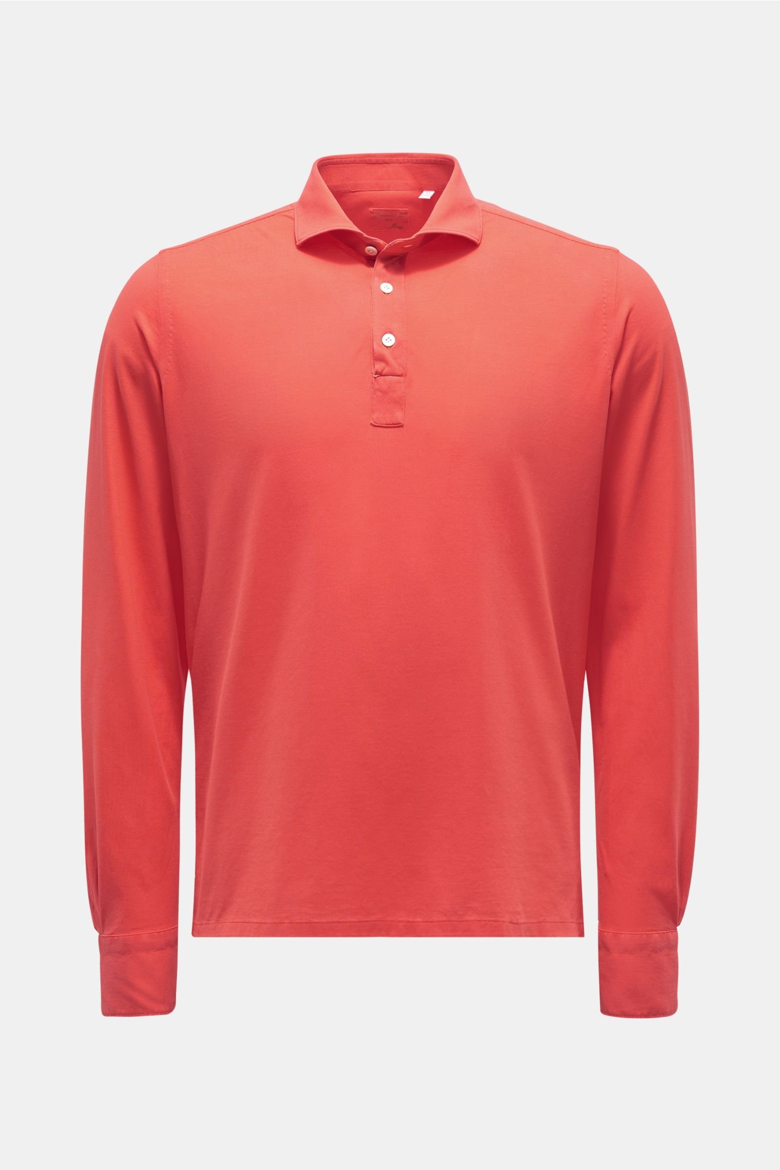 Long sleeve polo shirt 'Achille Orlando' coral