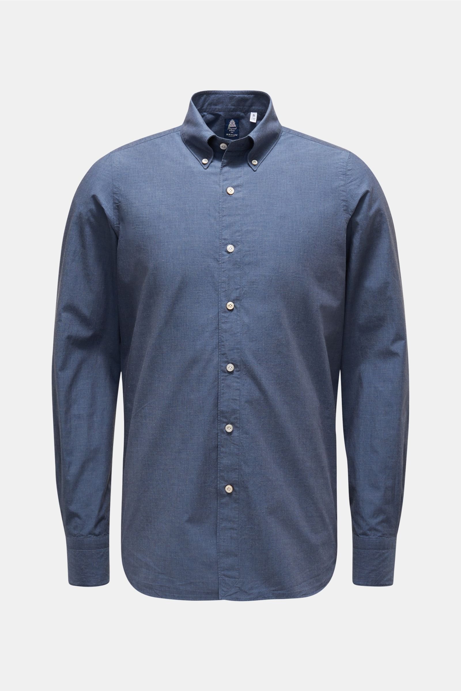 Casual shirt 'Leonardo Gaeta' button-down collar grey-blue