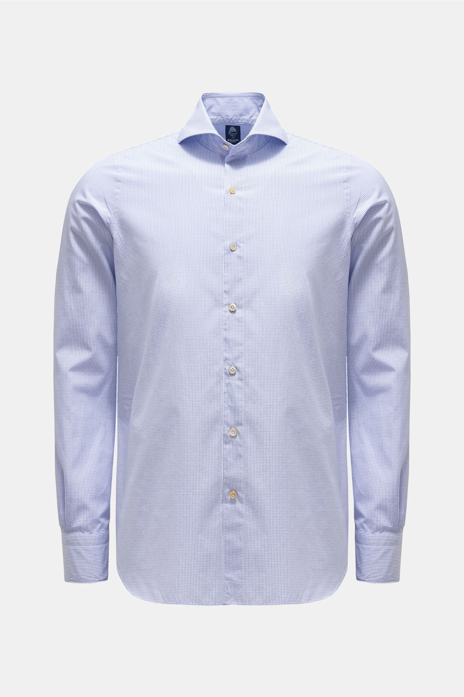 Casual shirt 'Sergio Interno' shark collar dark blue/white checked