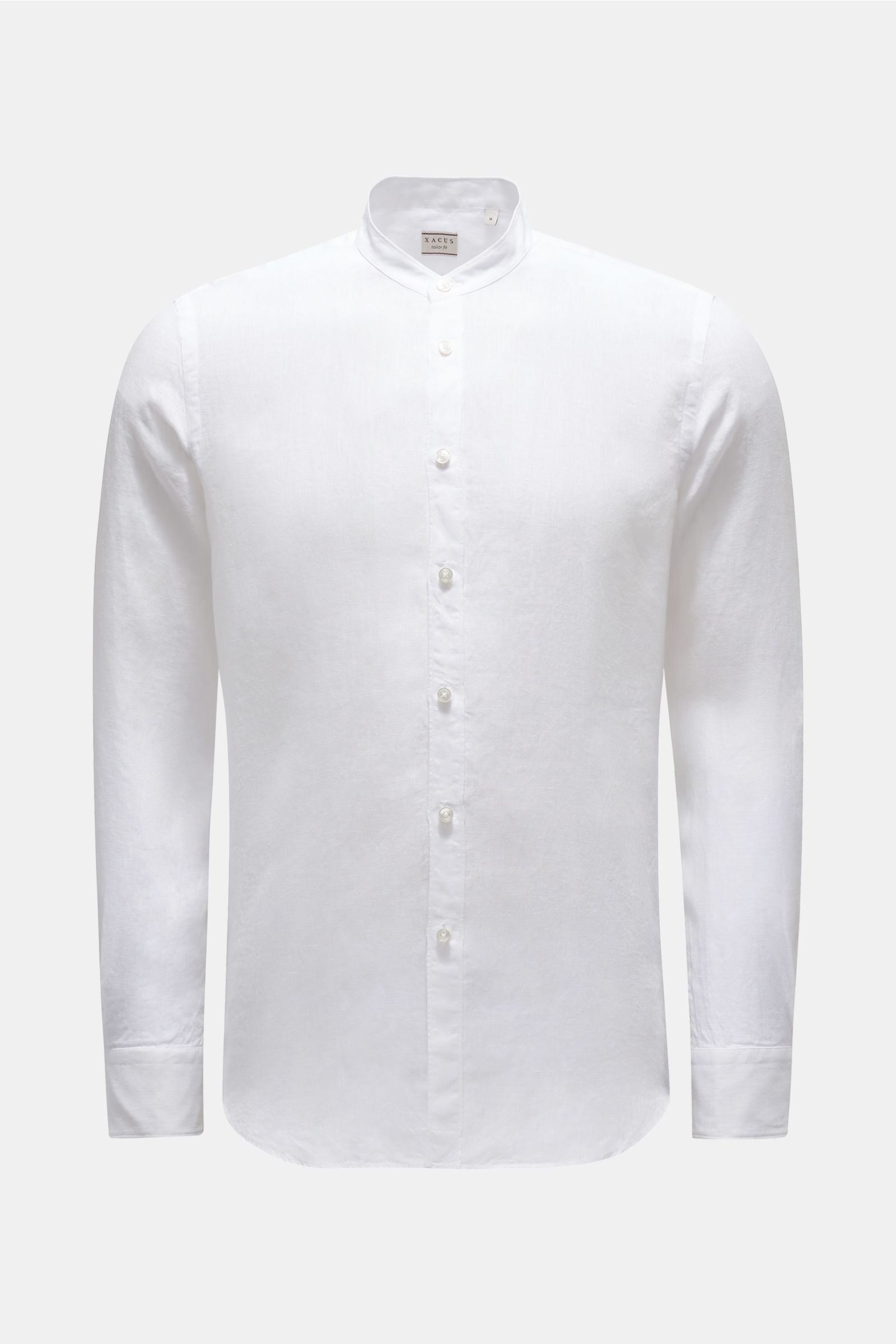 Linen shirt 'tailored fit' grandad collar white