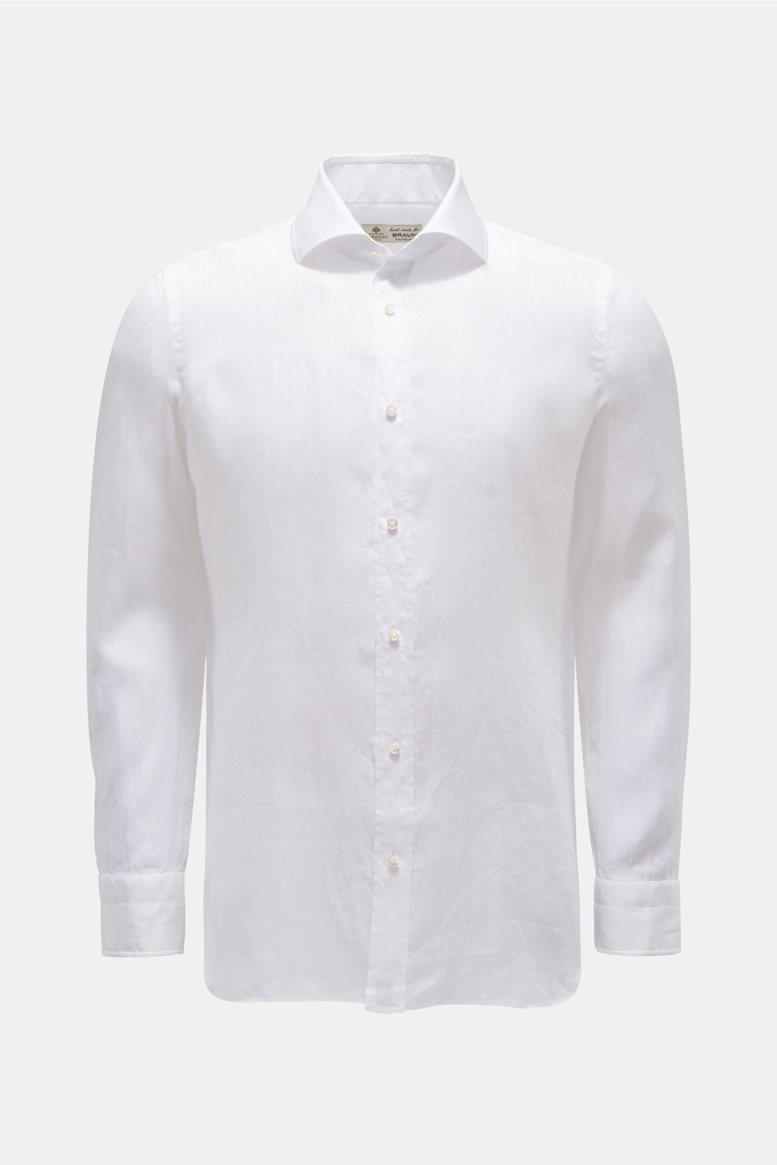 Linen shirt 'Ettore' shark collar white