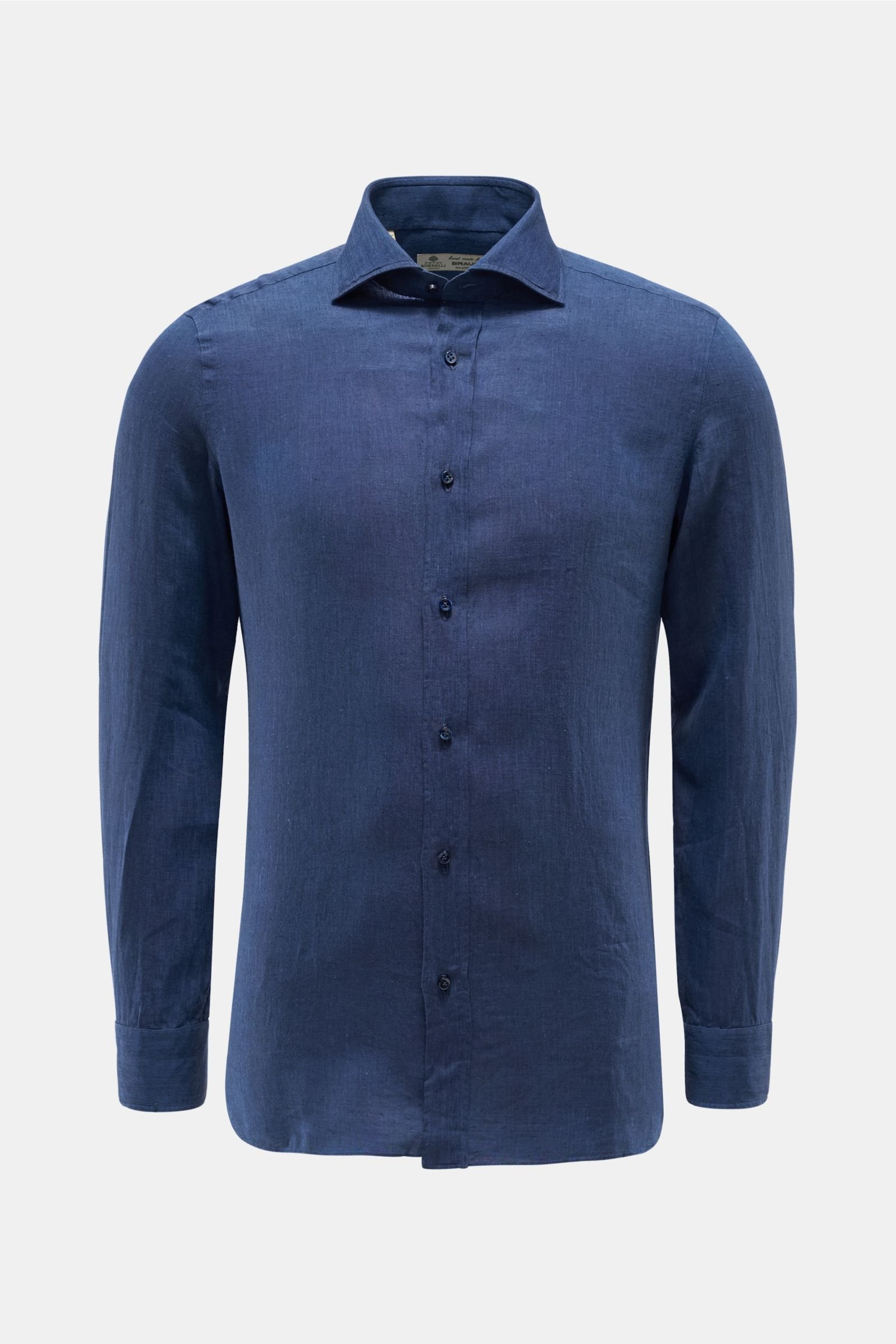 Linen shirt 'Ettore' shark collar dark blue