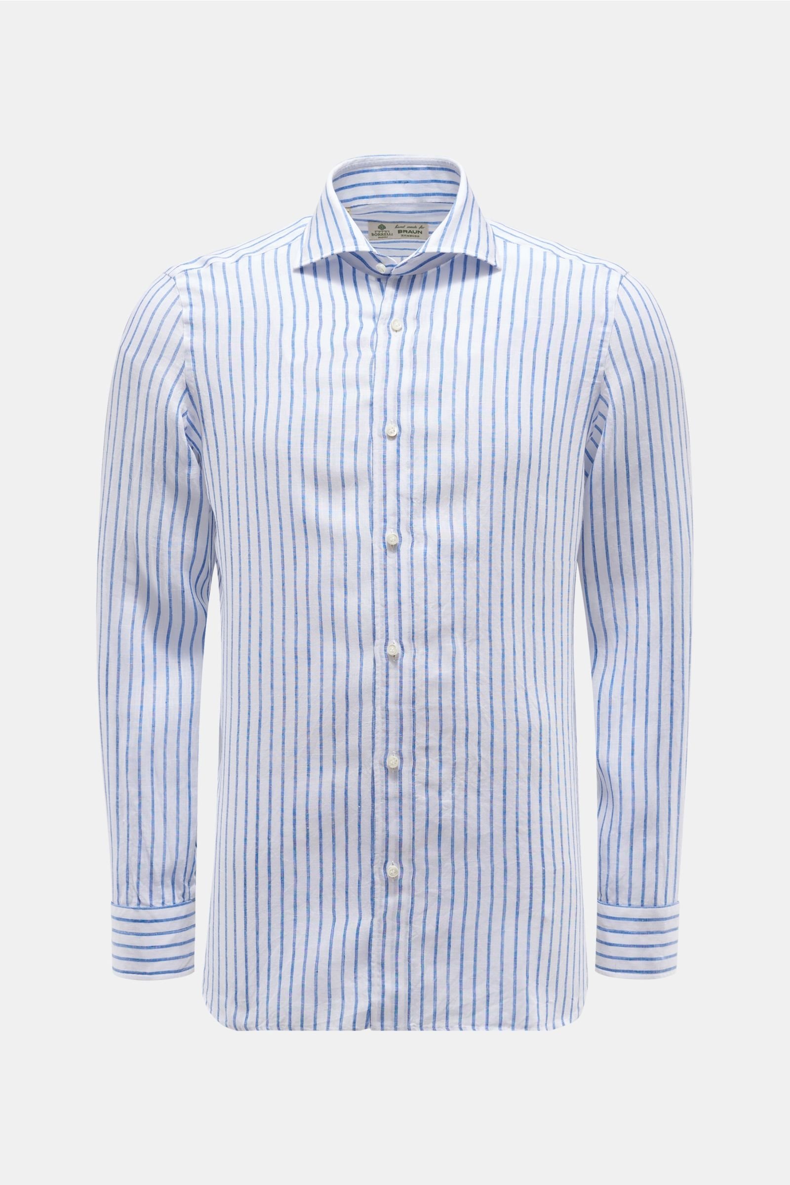 Linen shirt 'Ettore' shark collar blue/white striped
