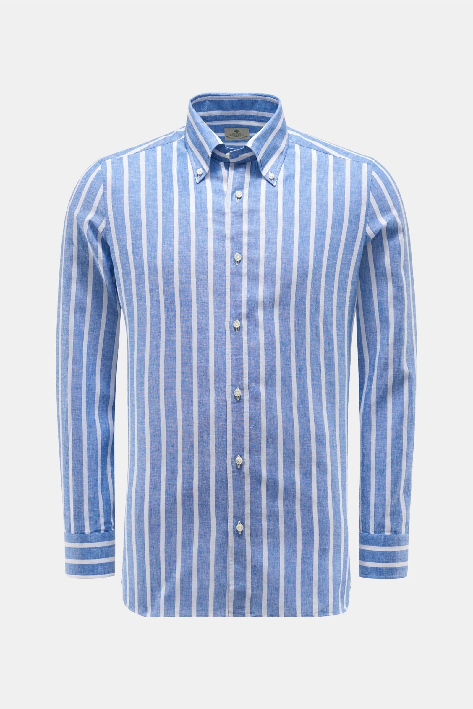 Casual shirt 'Gable' button-down collar smoky blue/white striped