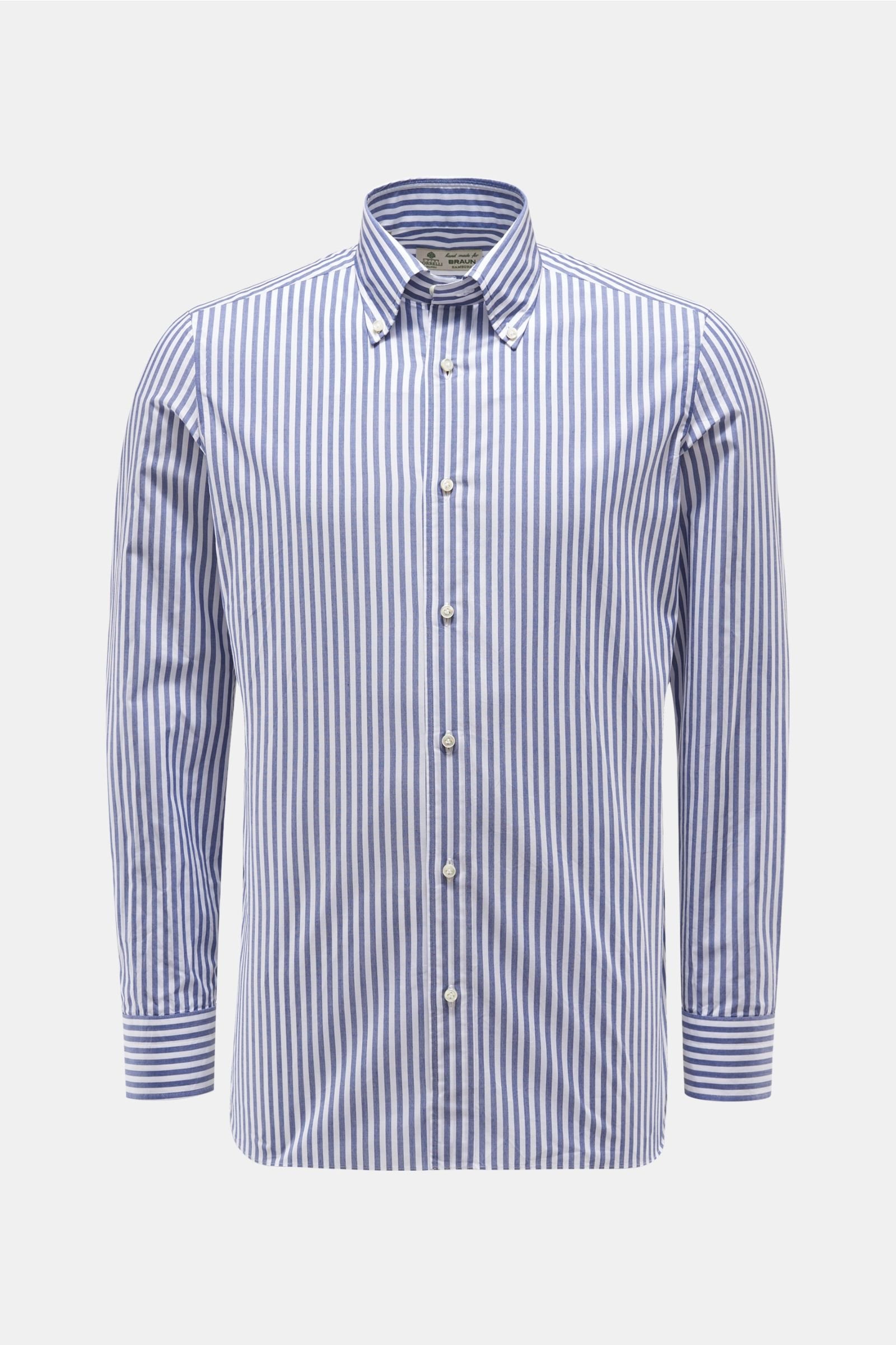 Casual Hemd Button-Down-Kragen graublau/weiß gestreift