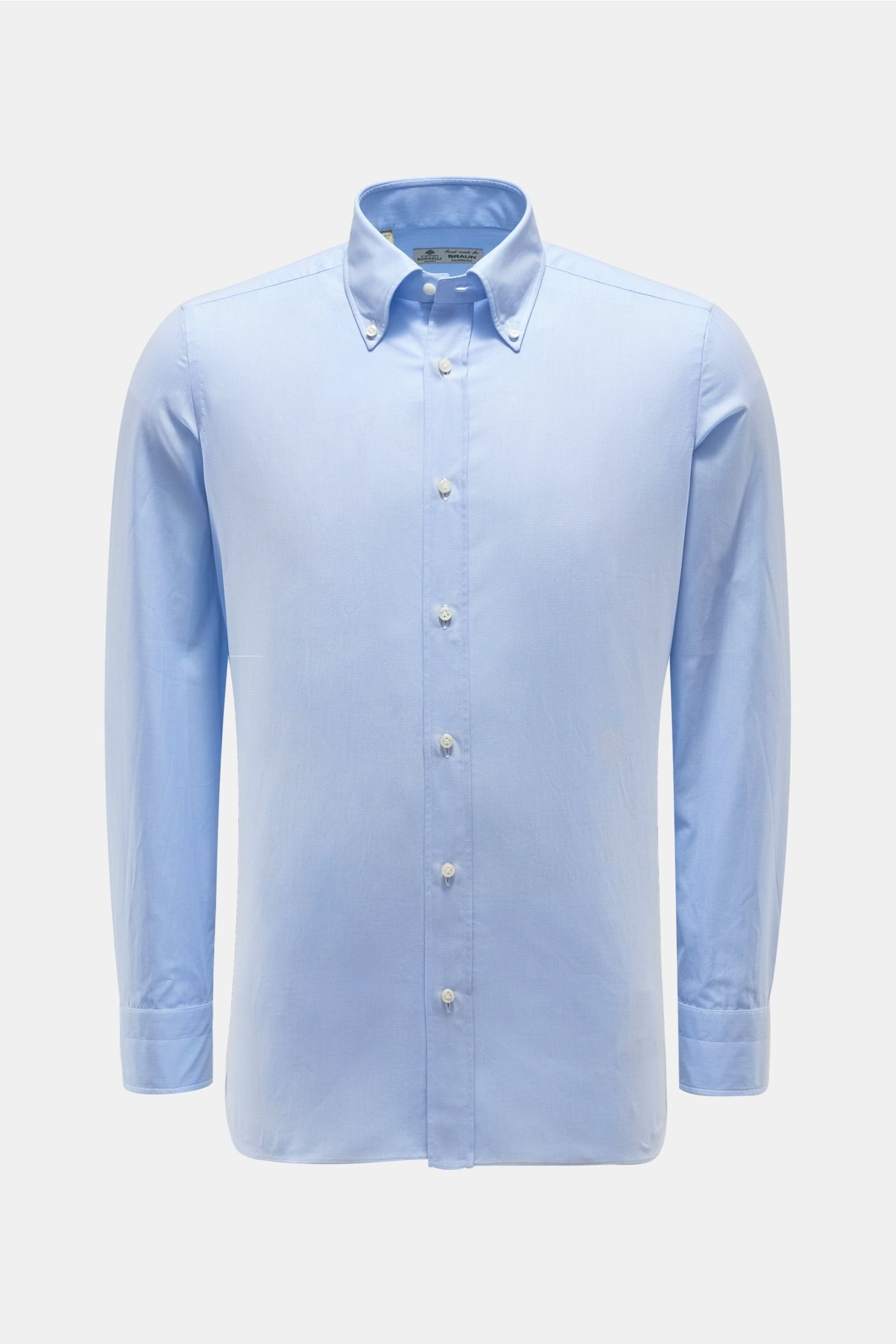 Piqué shirt button-down collar light blue