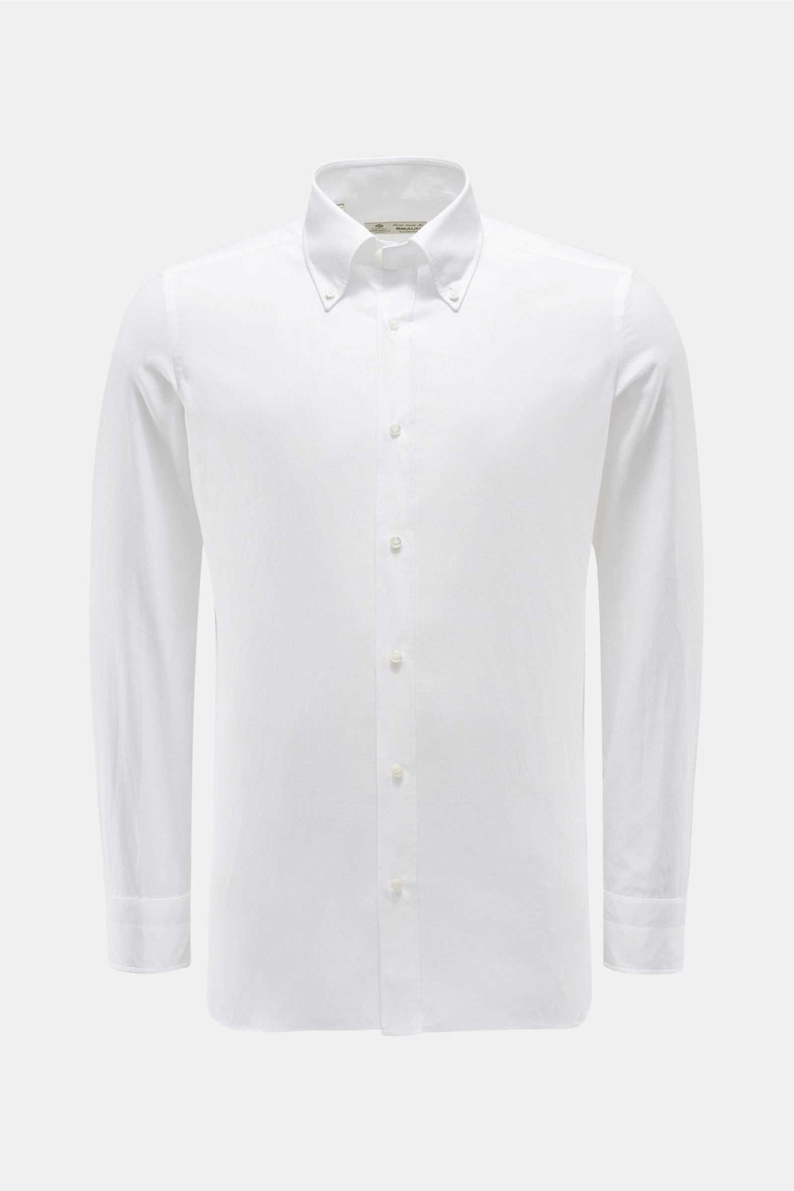 Piqué-Hemd Button-Down-Kragen weiß