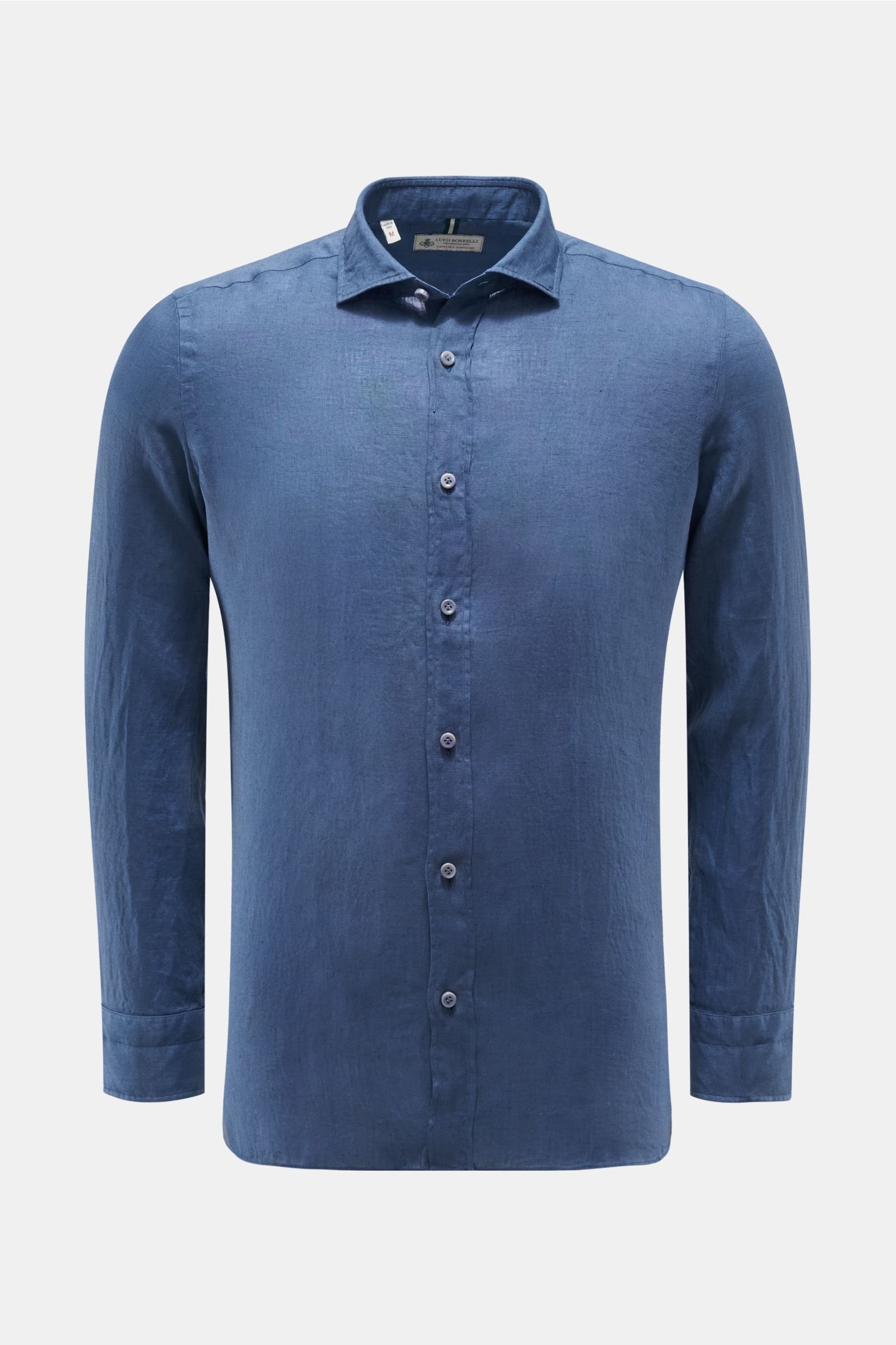 Linen shirt 'Positano' shark collar grey-blue