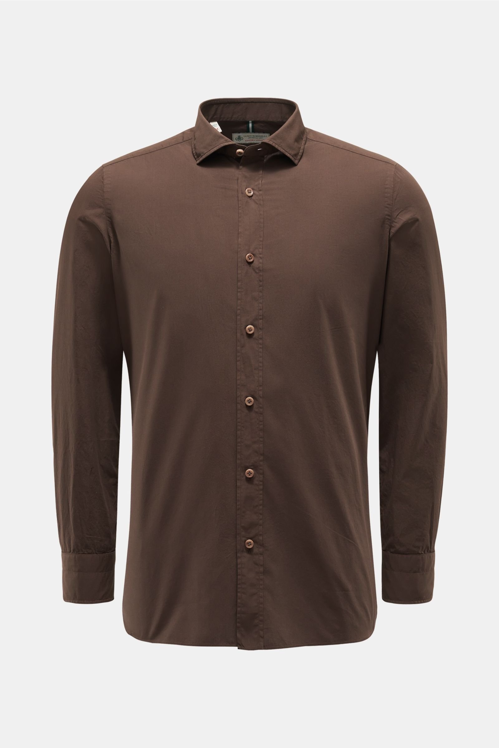 Casual shirt 'Positano' shark collar dark brown