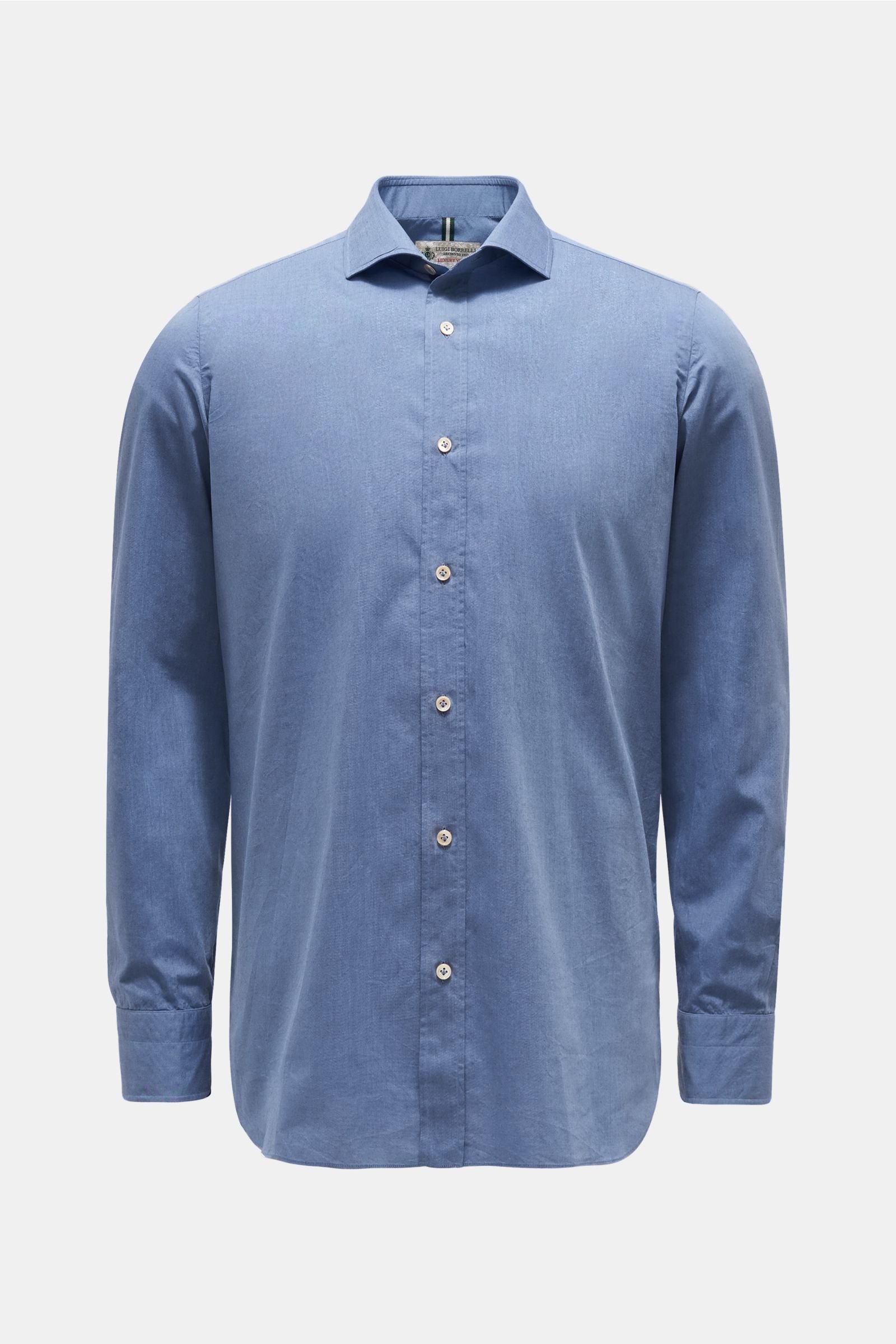 Chambray shirt slim collar grey-blue
