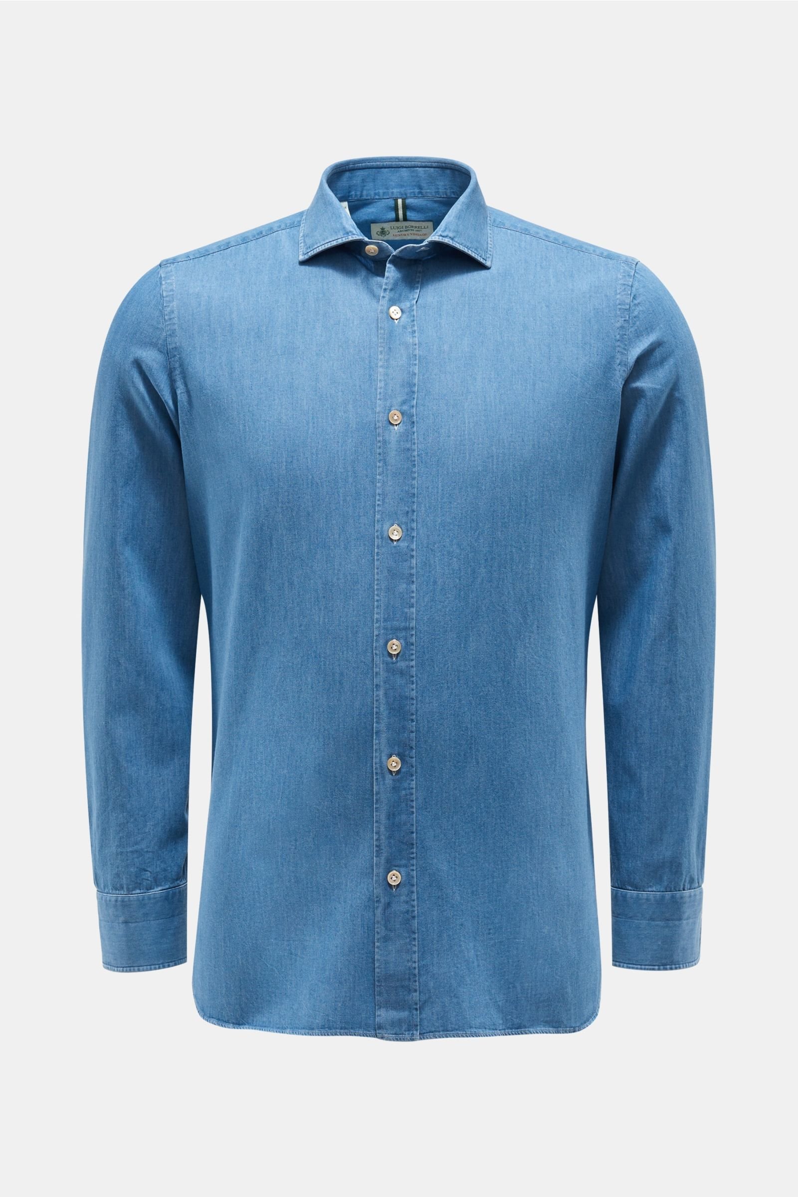 Chambray shirt slim collar smoky blue