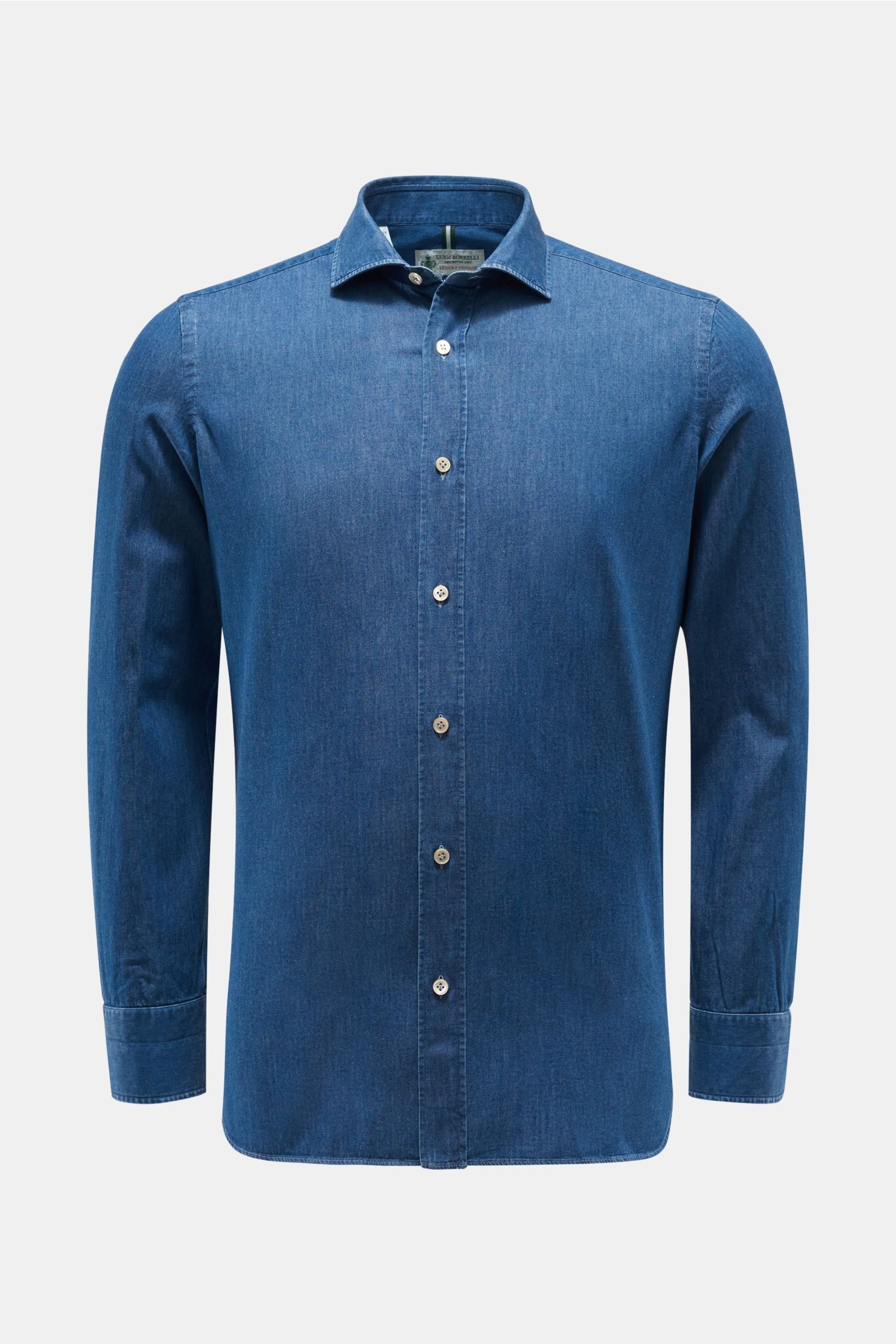 Chambray shirt slim collar dark blue