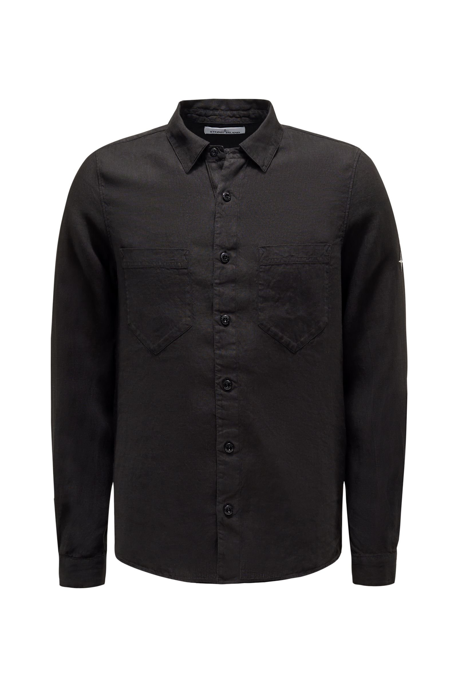 Linen shirt slim collar black