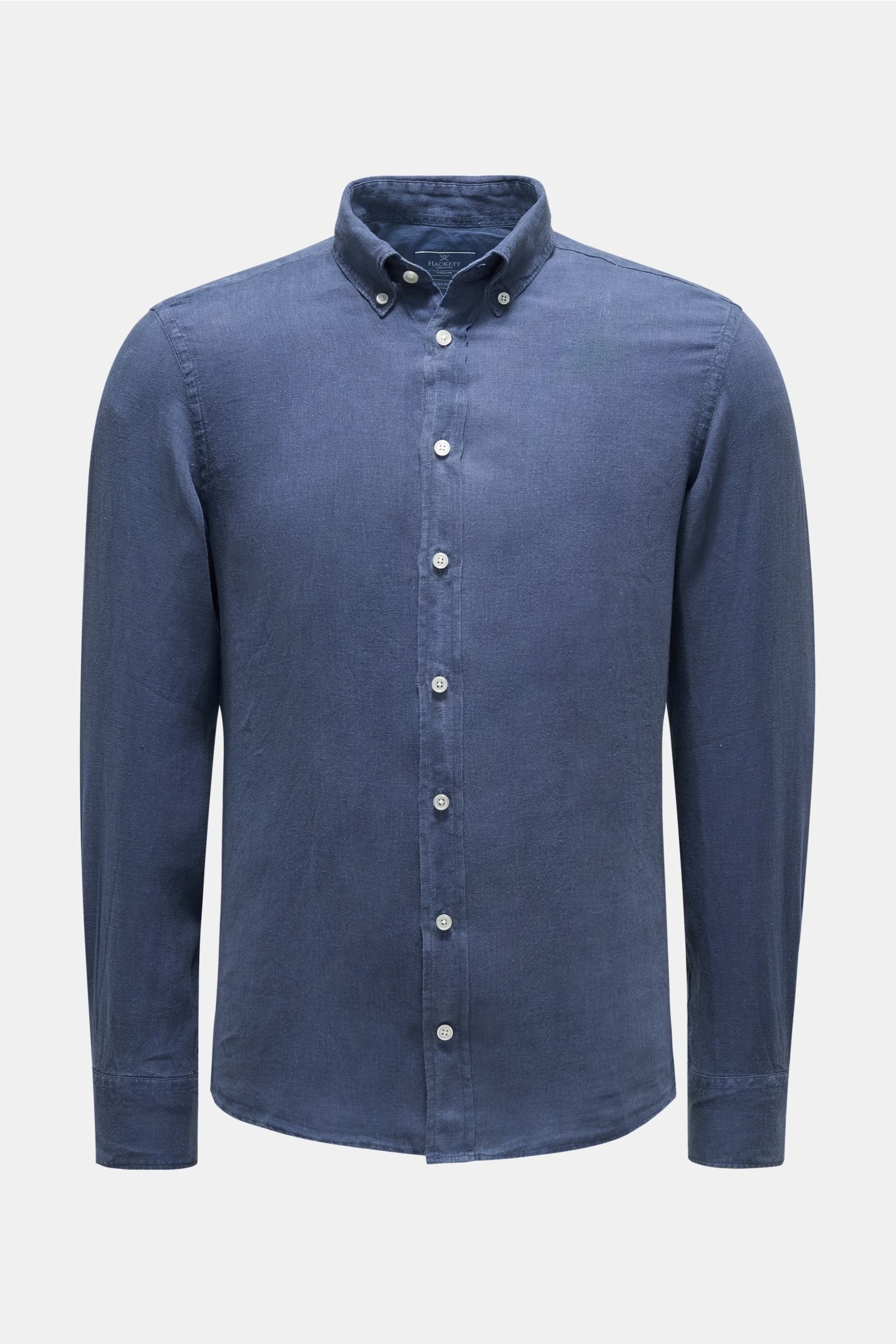 Leinenhemd Button-Down-Kragen graublau