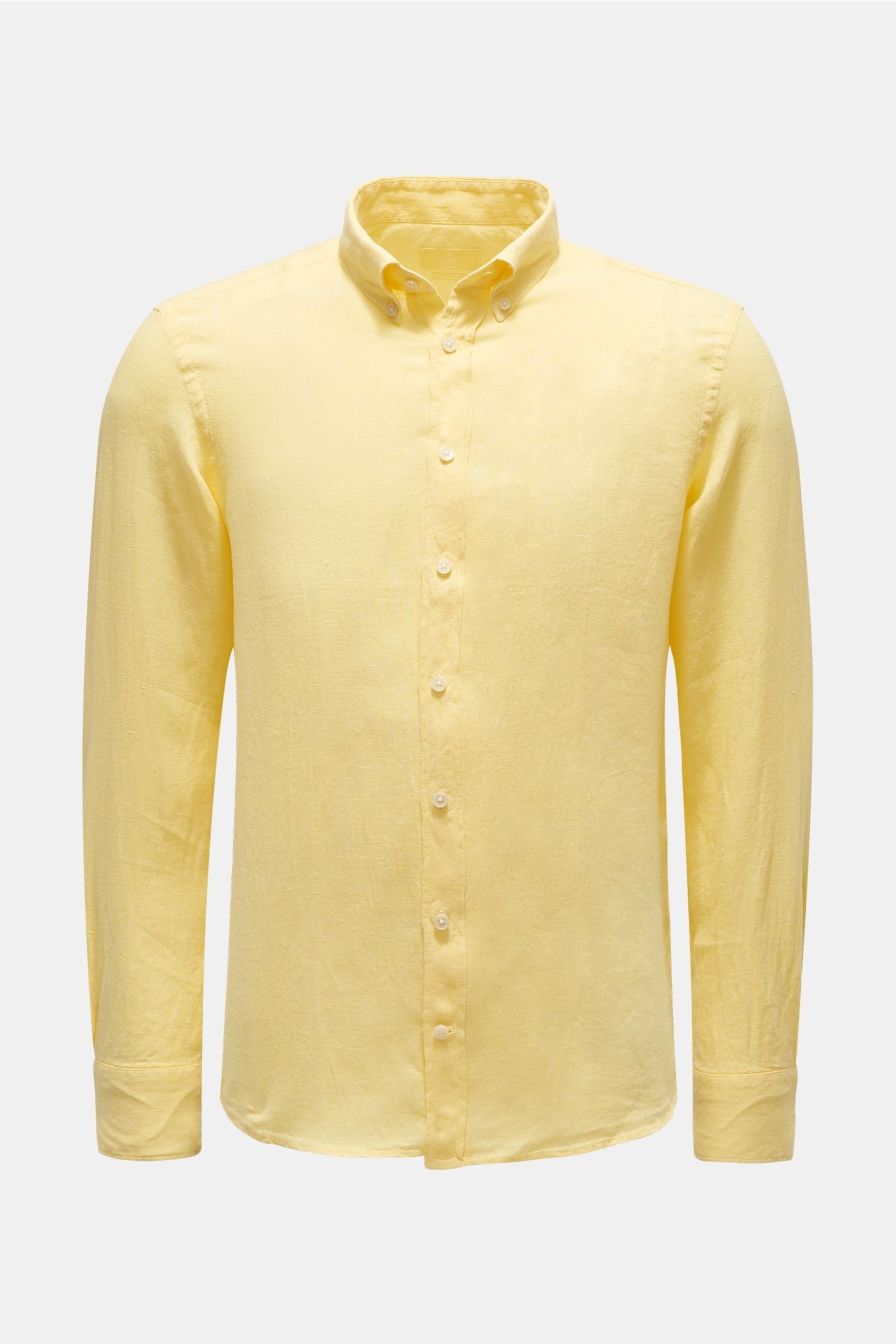 Leinenhemd Button-Down-Kragen gelb