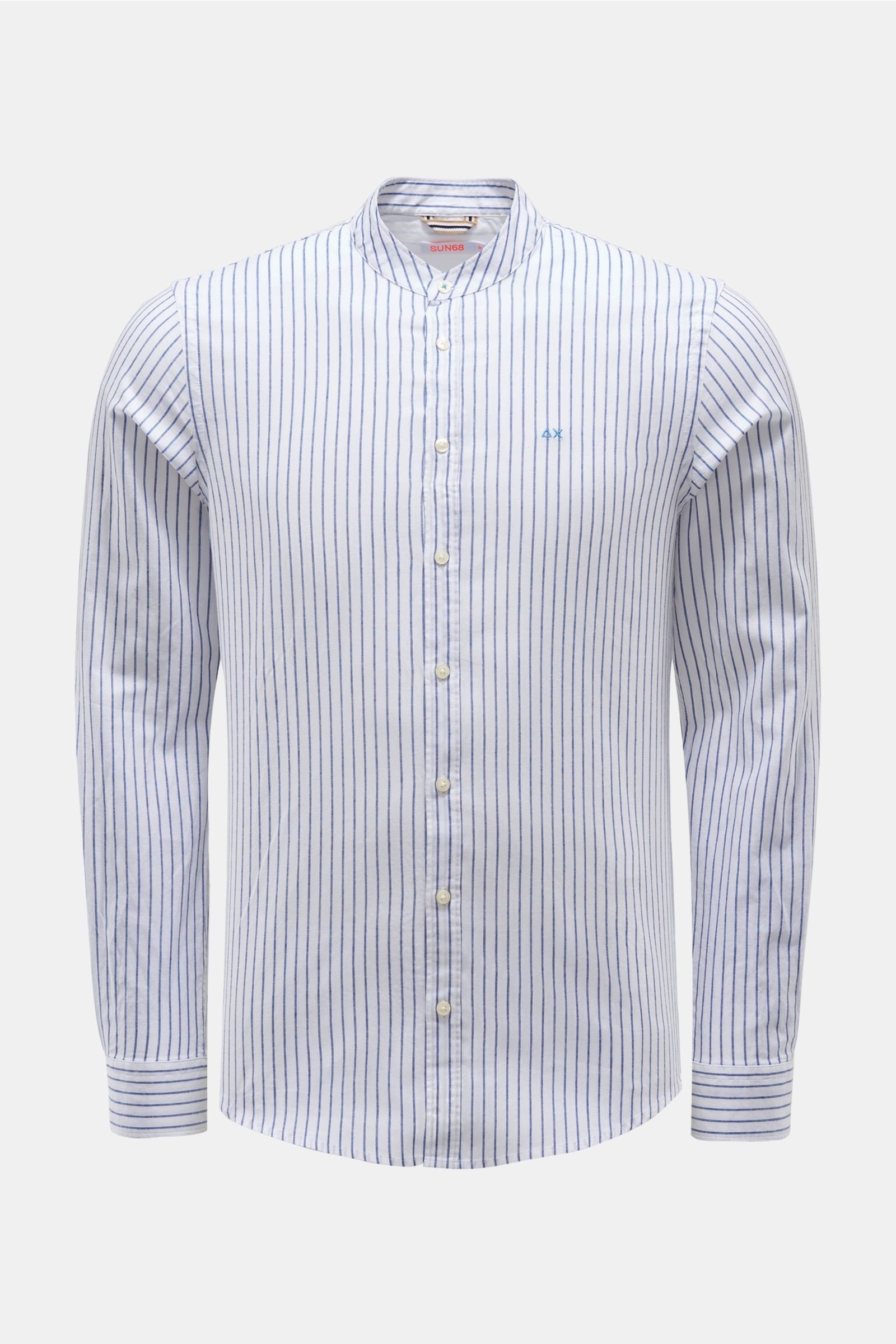 Casual shirt grandad-collar white/dark blue striped