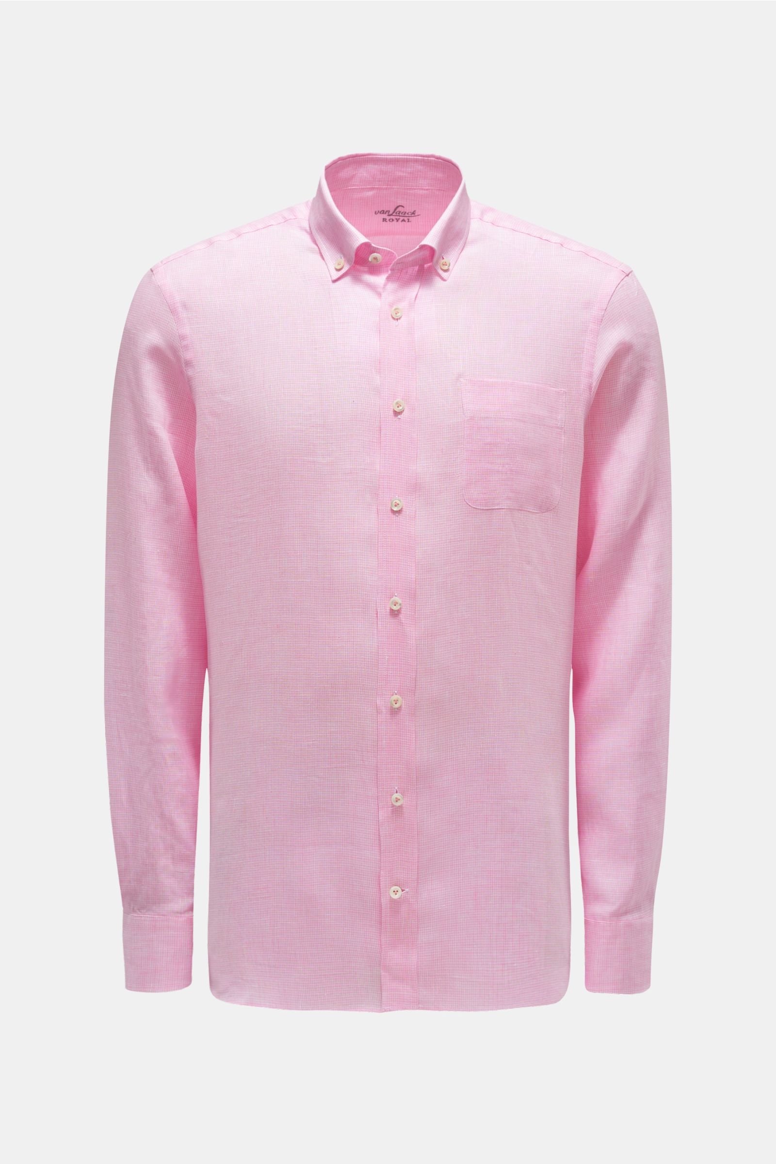 Linen shirt 'Roy-LTF' button-down collar rose/white checked