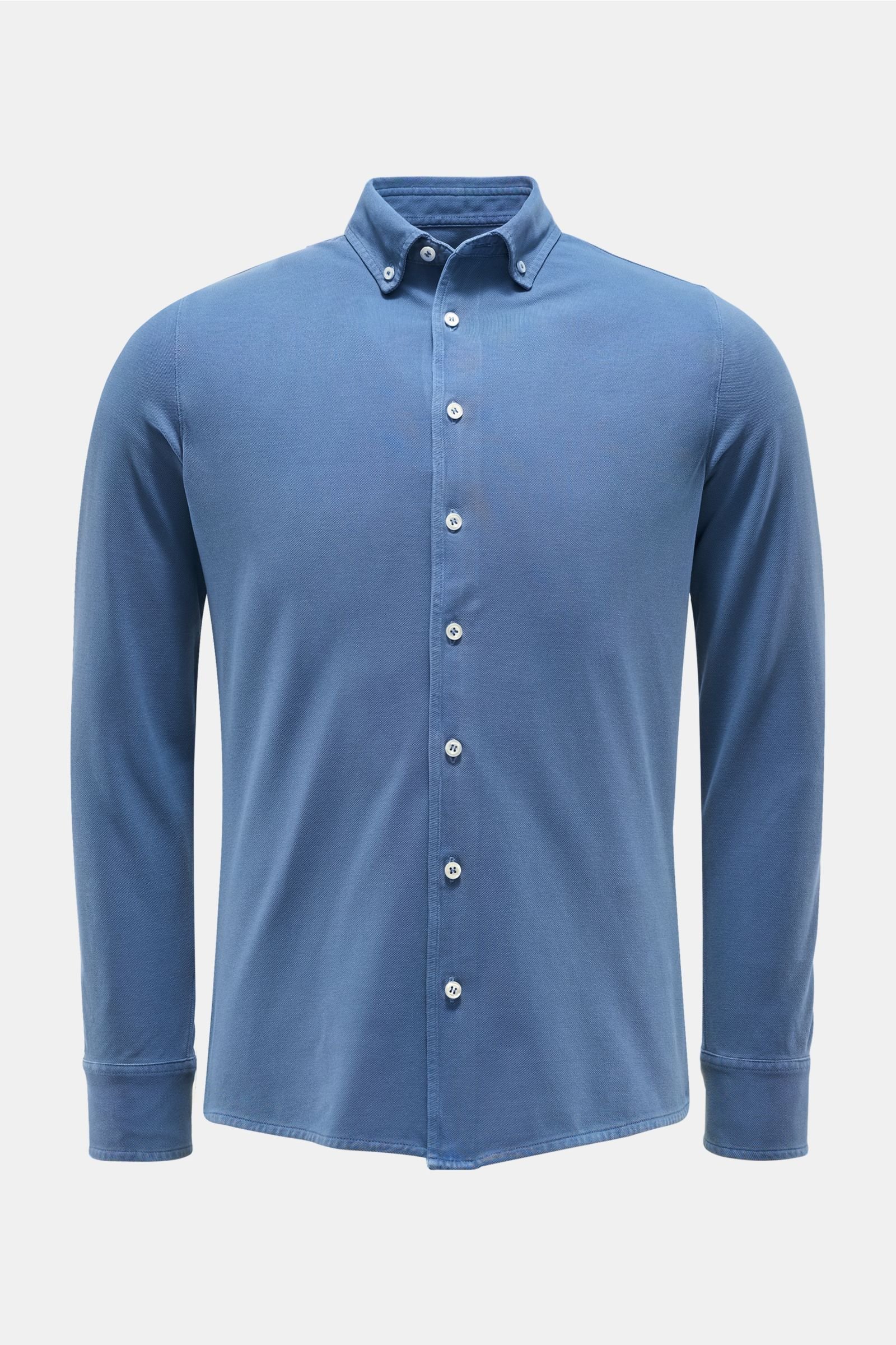 Piqué shirt button-down collar grey-blue