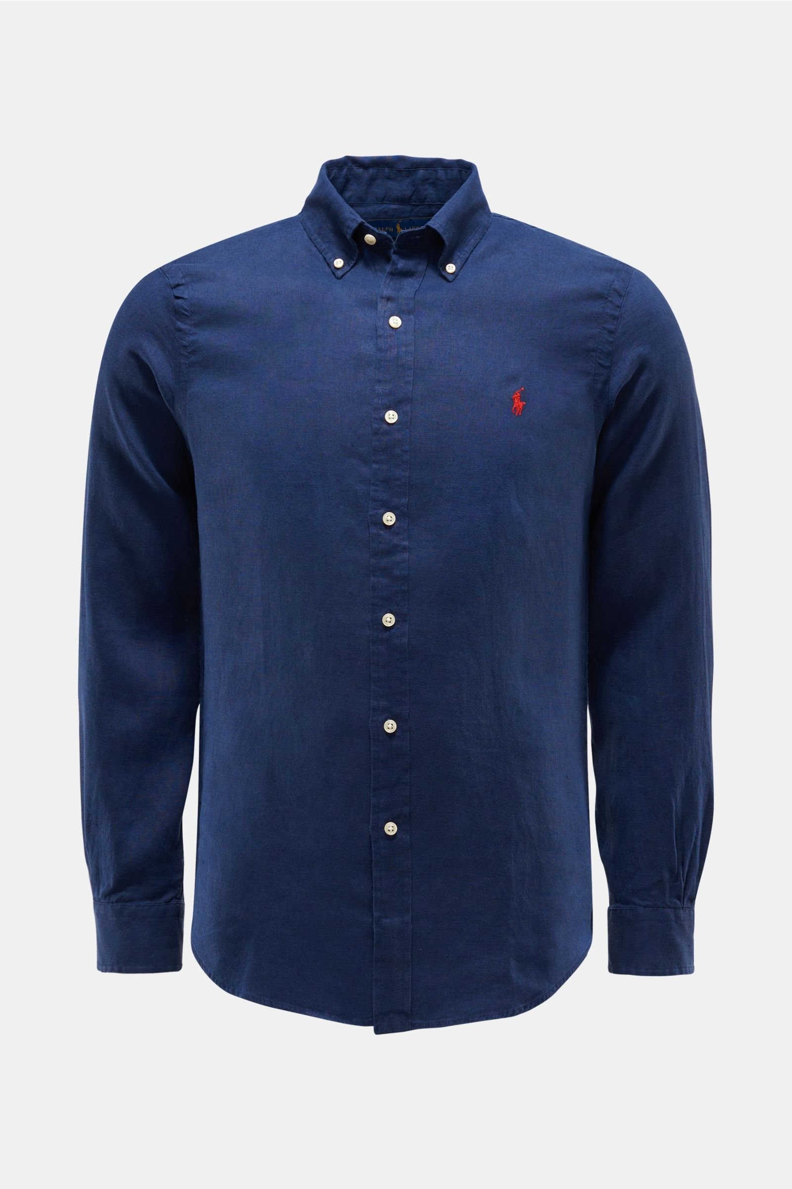 Linen shirt button-down collar navy