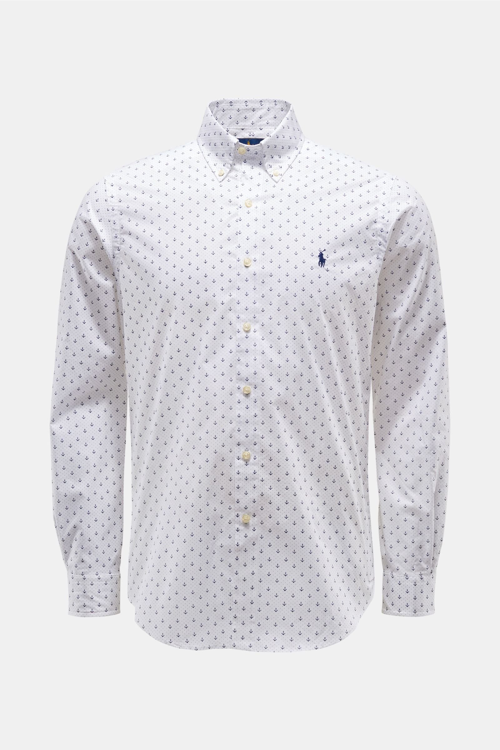 Casual Hemd Button-Down-Kragen weiß/navy gemustert