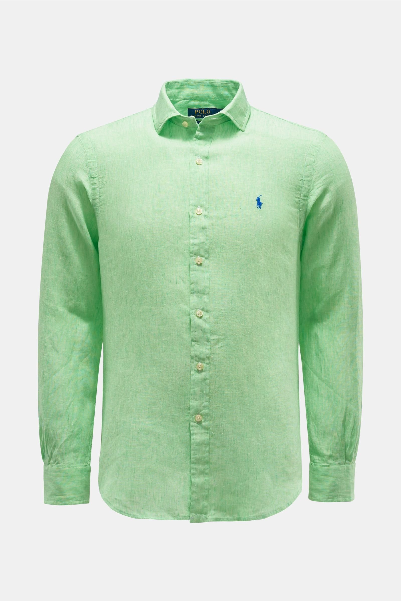 Linen shirt slim collar light green