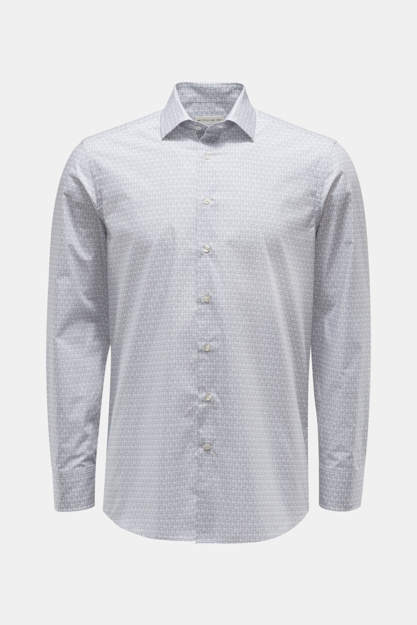 Casual shirt shark collar light grey/white patterned