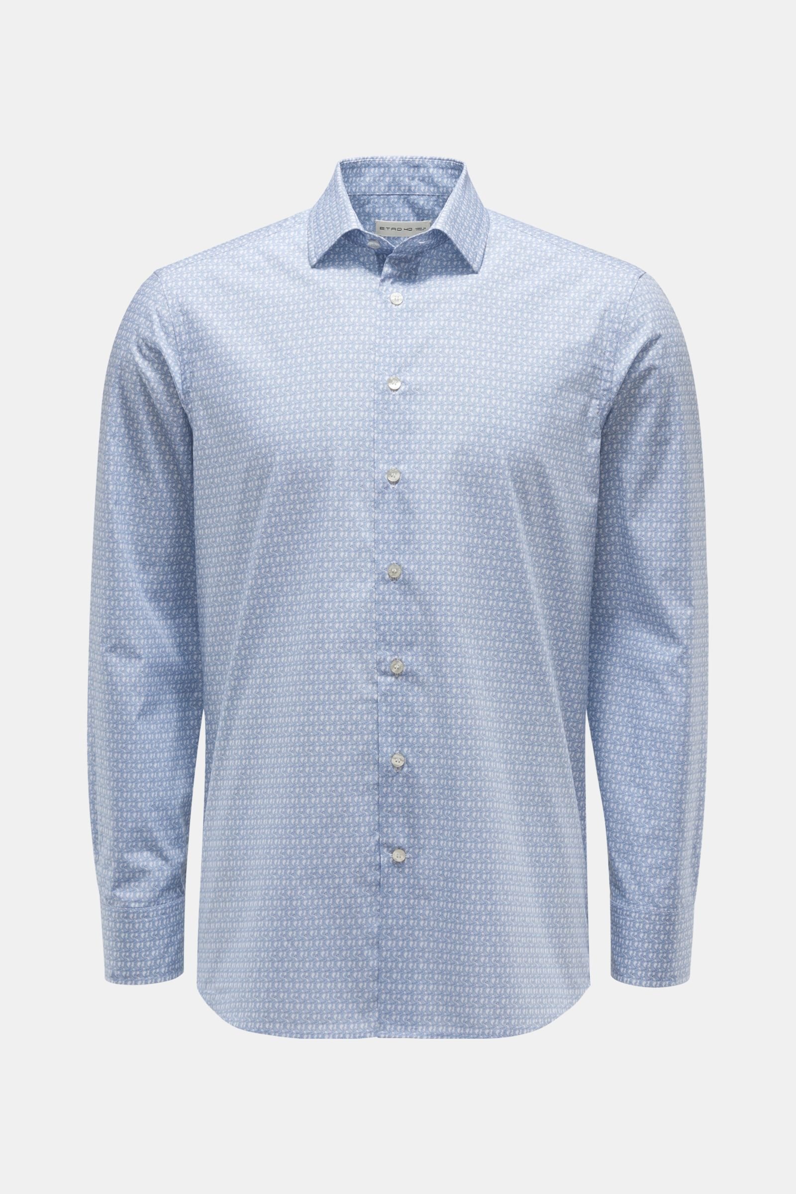 Casual shirt shark collar smoky blue/white patterned