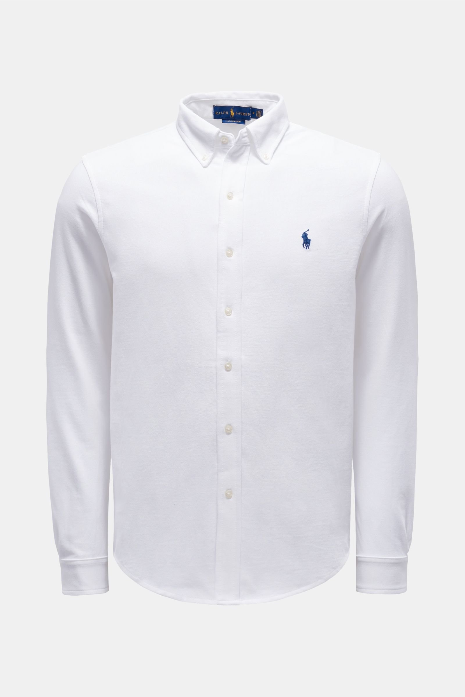 Jersey-Hemd Button-Down-Kragen weiß