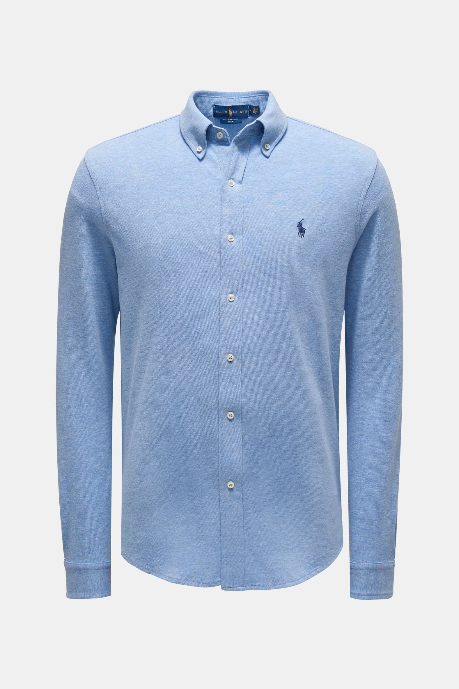 Jersey shirt button-down collar smoky blue
