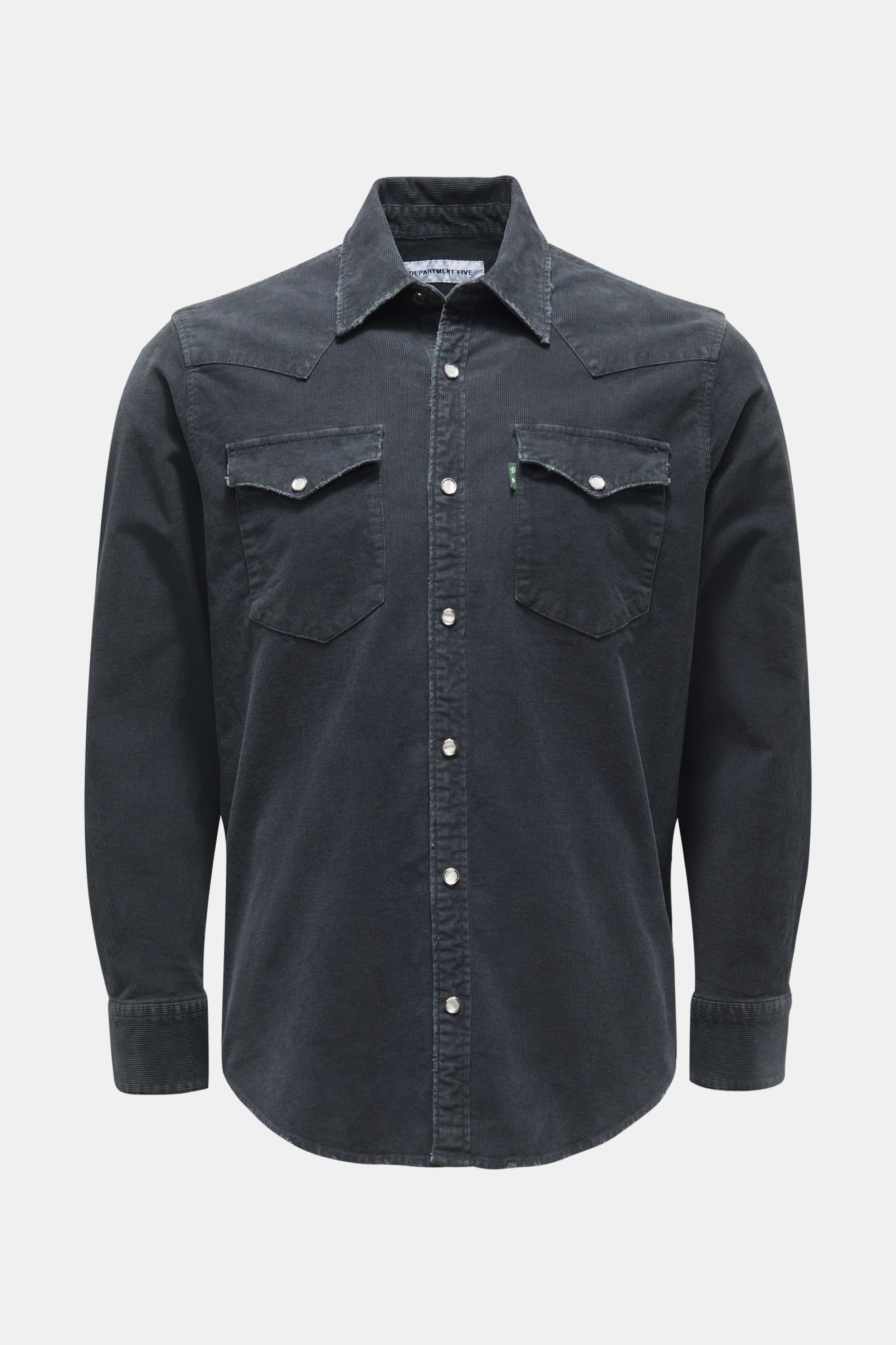 Corduroy shirt 'Sanfra' Kent collar dark grey