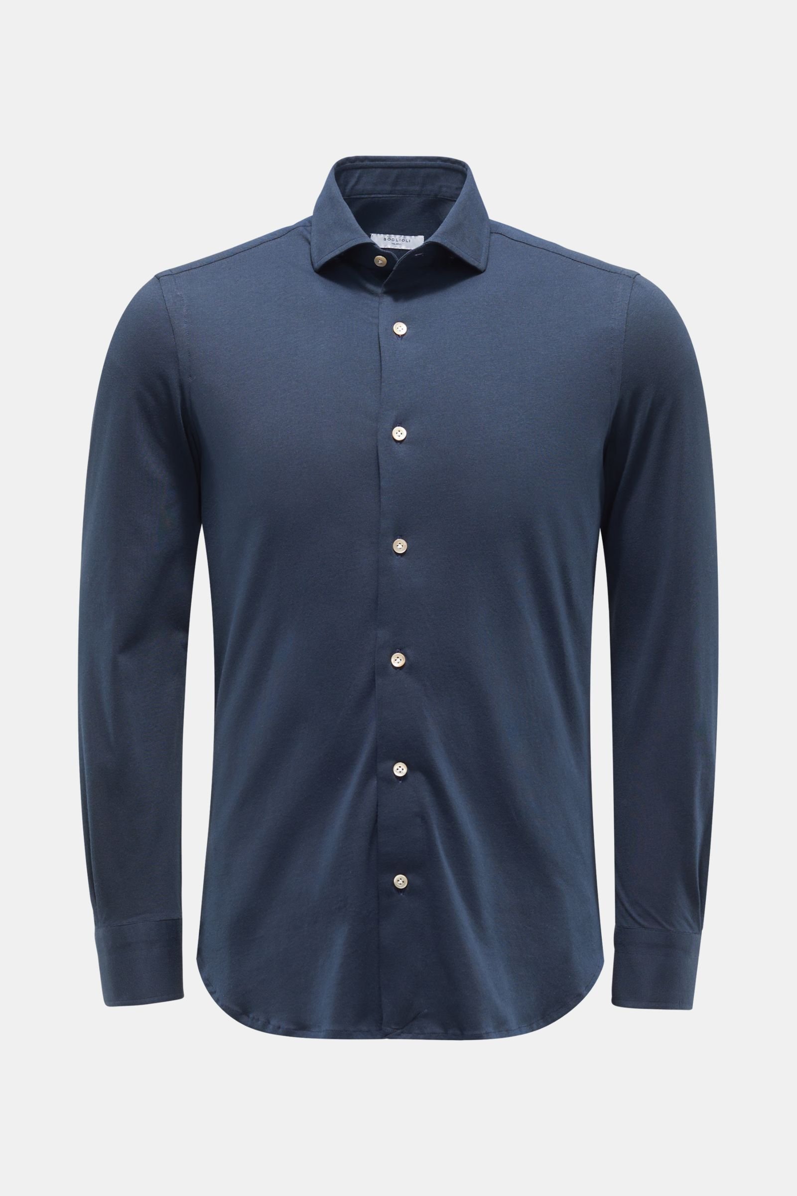 Jersey shirt with slim collar navy