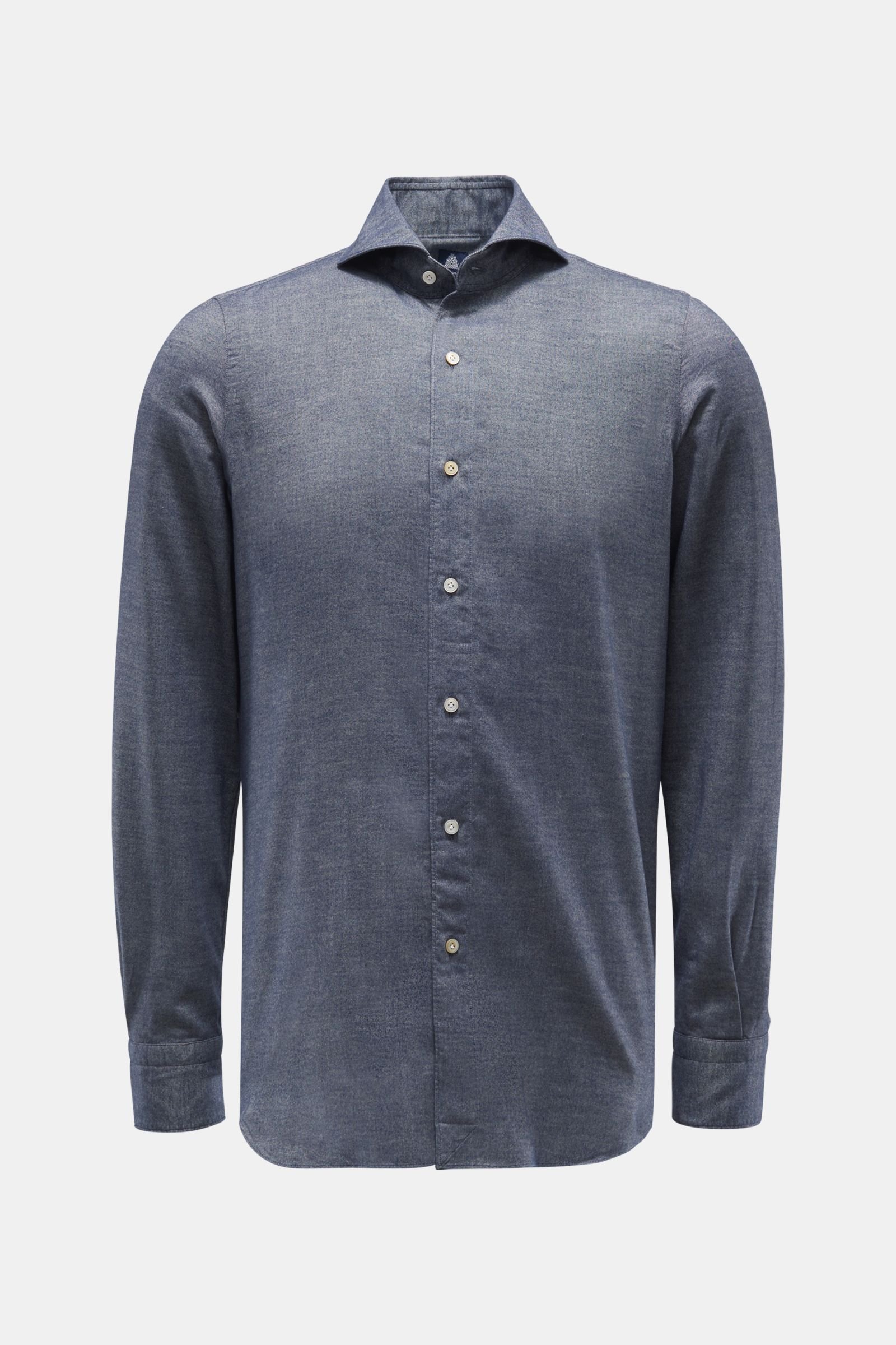 Flannel shirt 'Sergio Gaeta' shark collar grey-blue