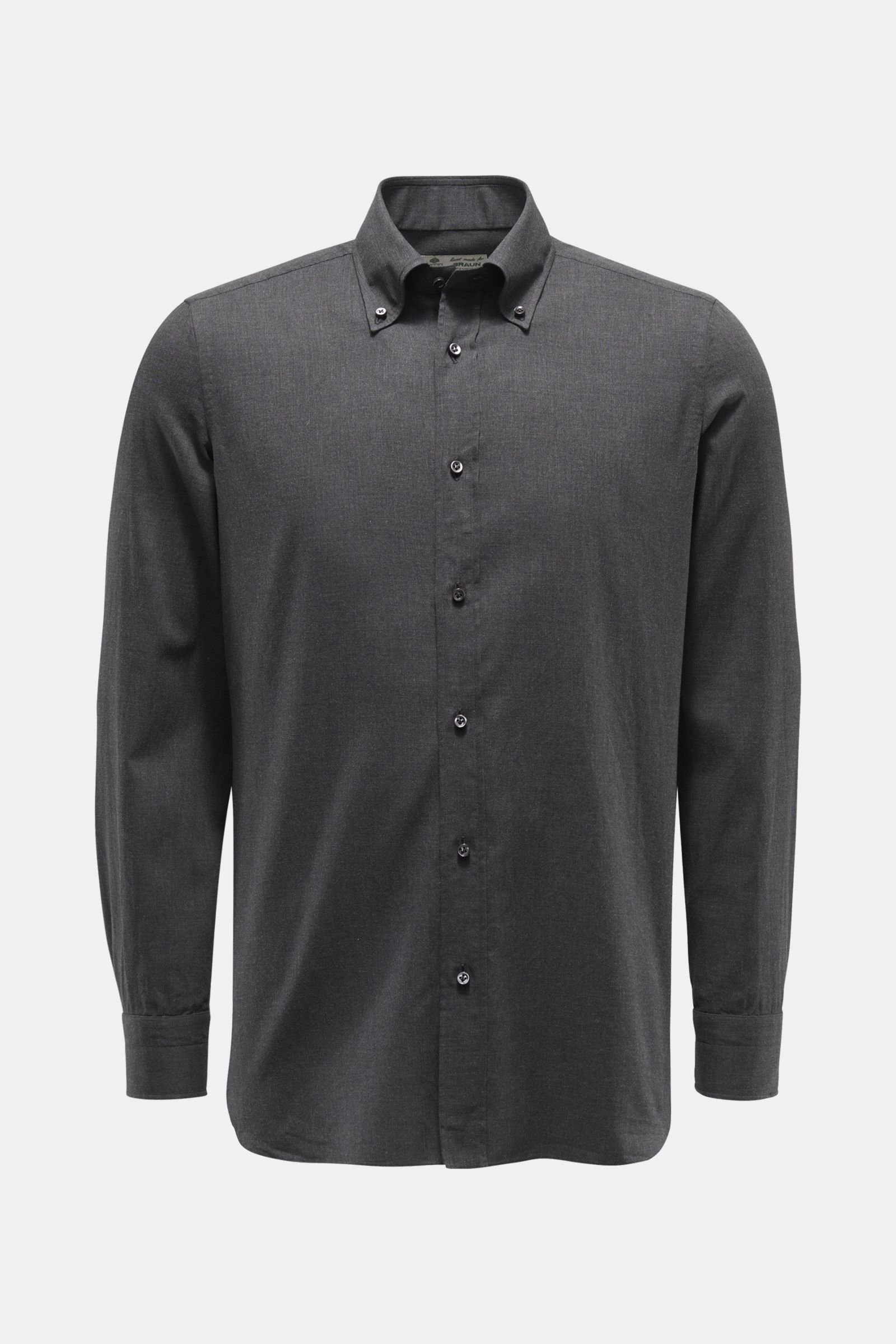 BORRELLI casual shirt 'Gable' button-down collar anthracite | BRAUN Hamburg