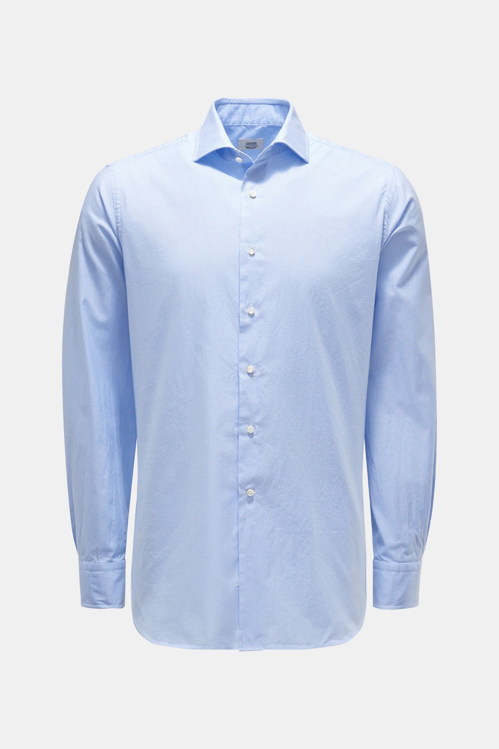 Casual shirt shark collar light blue/white checked