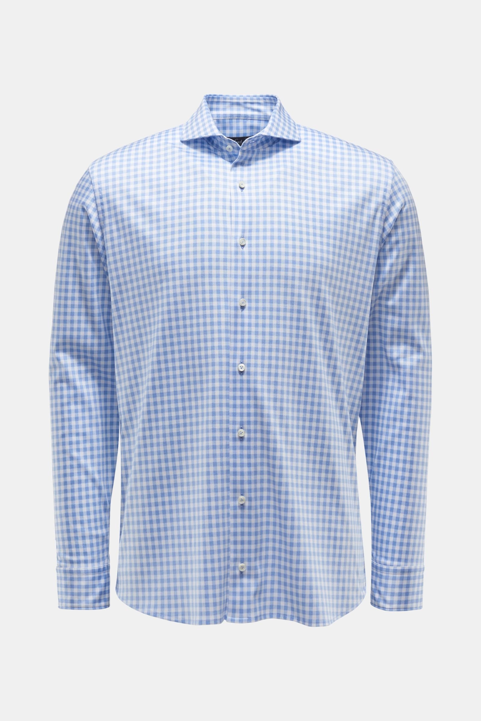 Jersey shirt shark collar 'M-Per-L' light blue/white checked