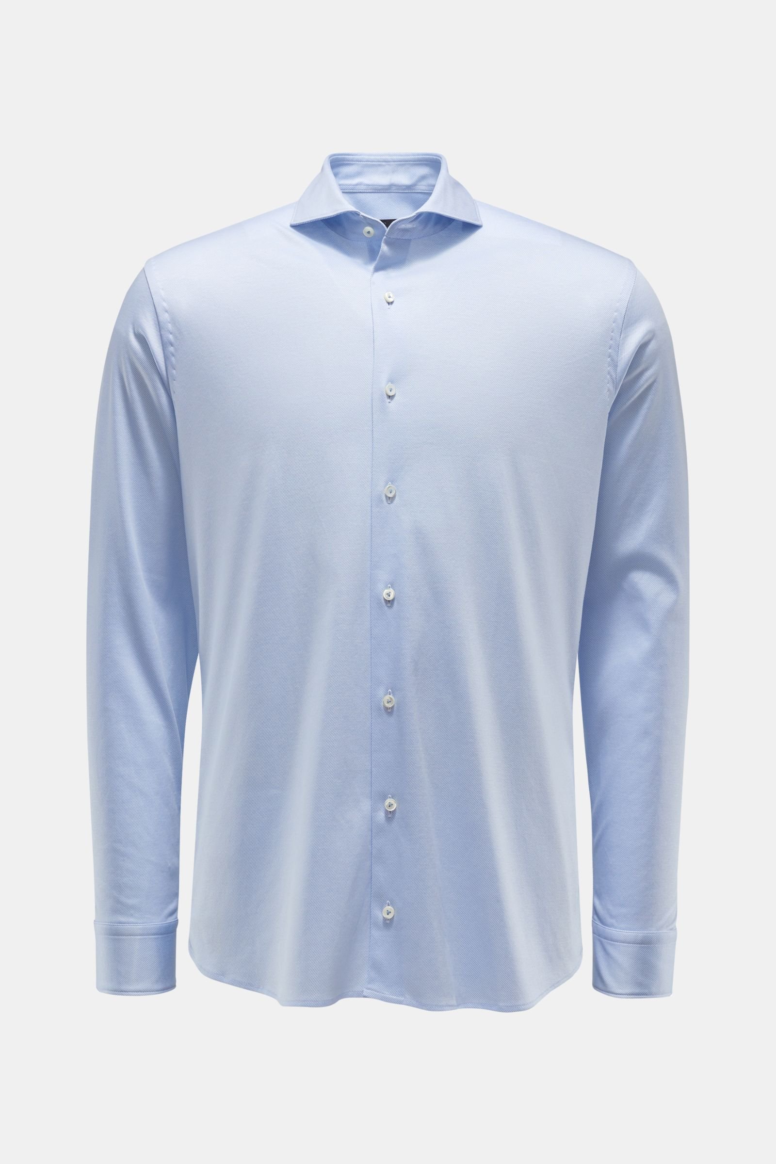 Jersey shirt shark collar 'M-Per-L' light blue/white striped