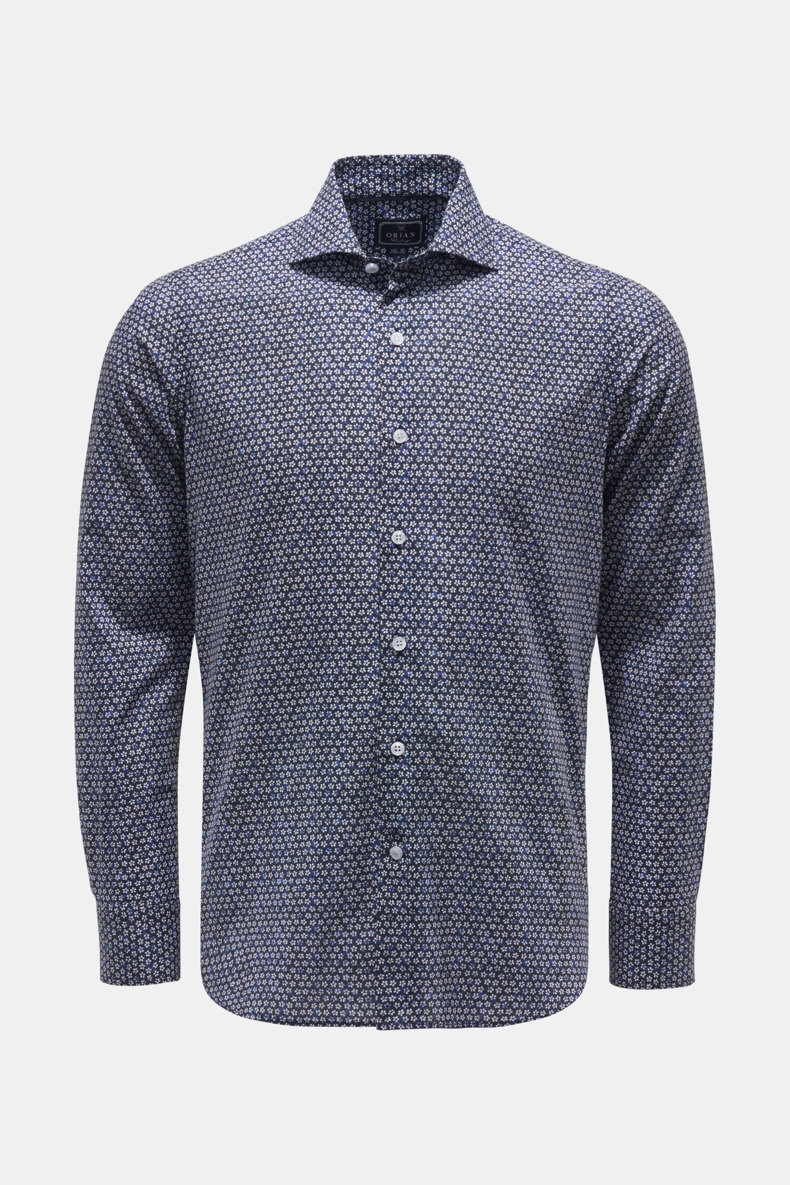 Casual shirt shark collar navy patterned