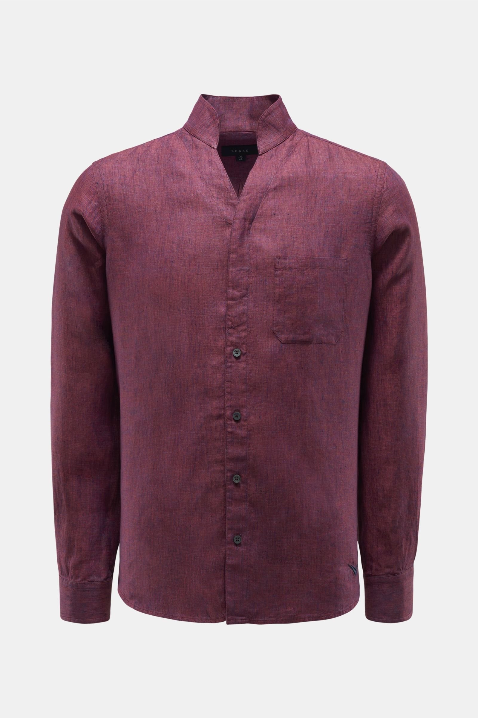 Linen shirt 'Ellen' standing collar burgundy